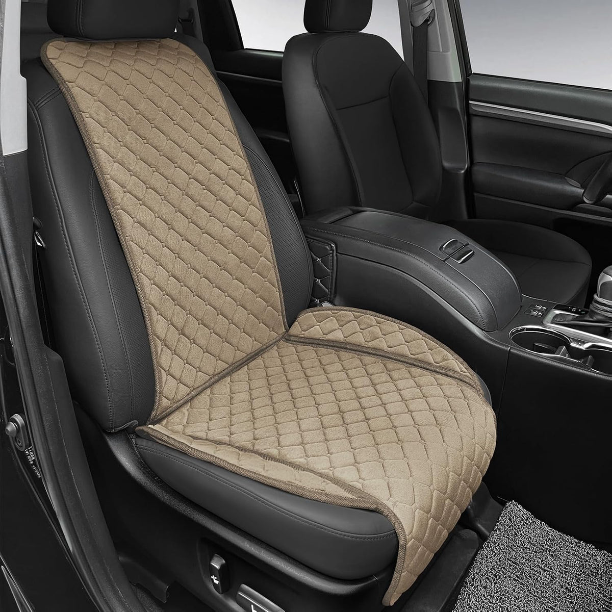 surpassme Comfortable Car Seat Covers Universal Front Seat Covers for Car Accessories, Padded Car Interior Covers for Automotive, SUV, Truck, and Van(Black)