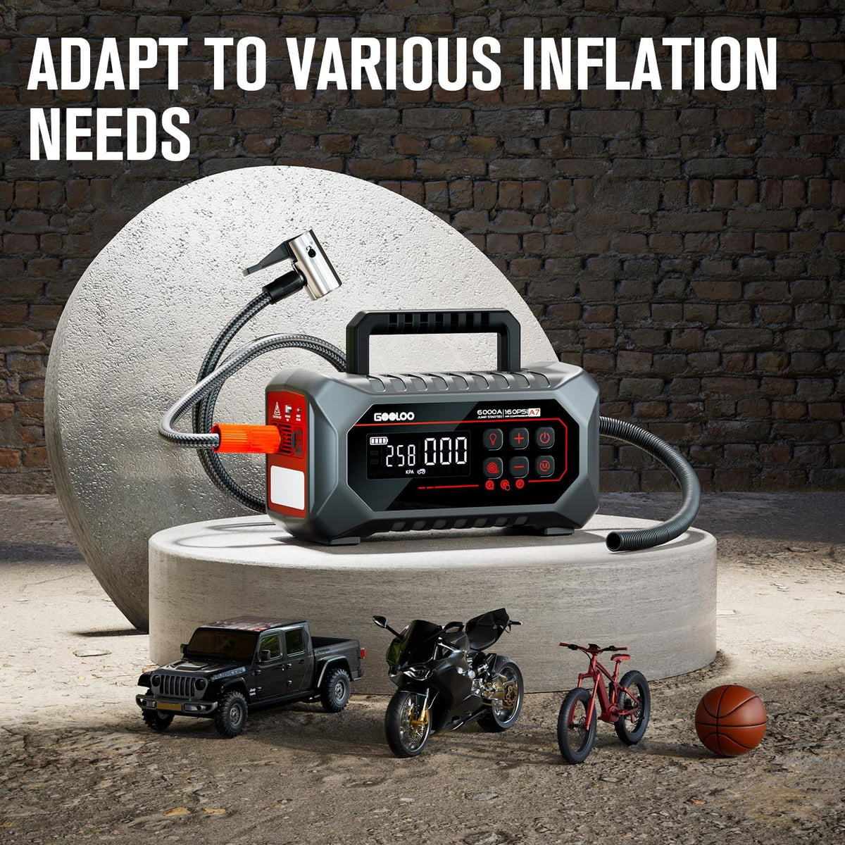 GOOLOO A7 Jump Starter with Air Compressor - 6000A & 160PSI Jump Box