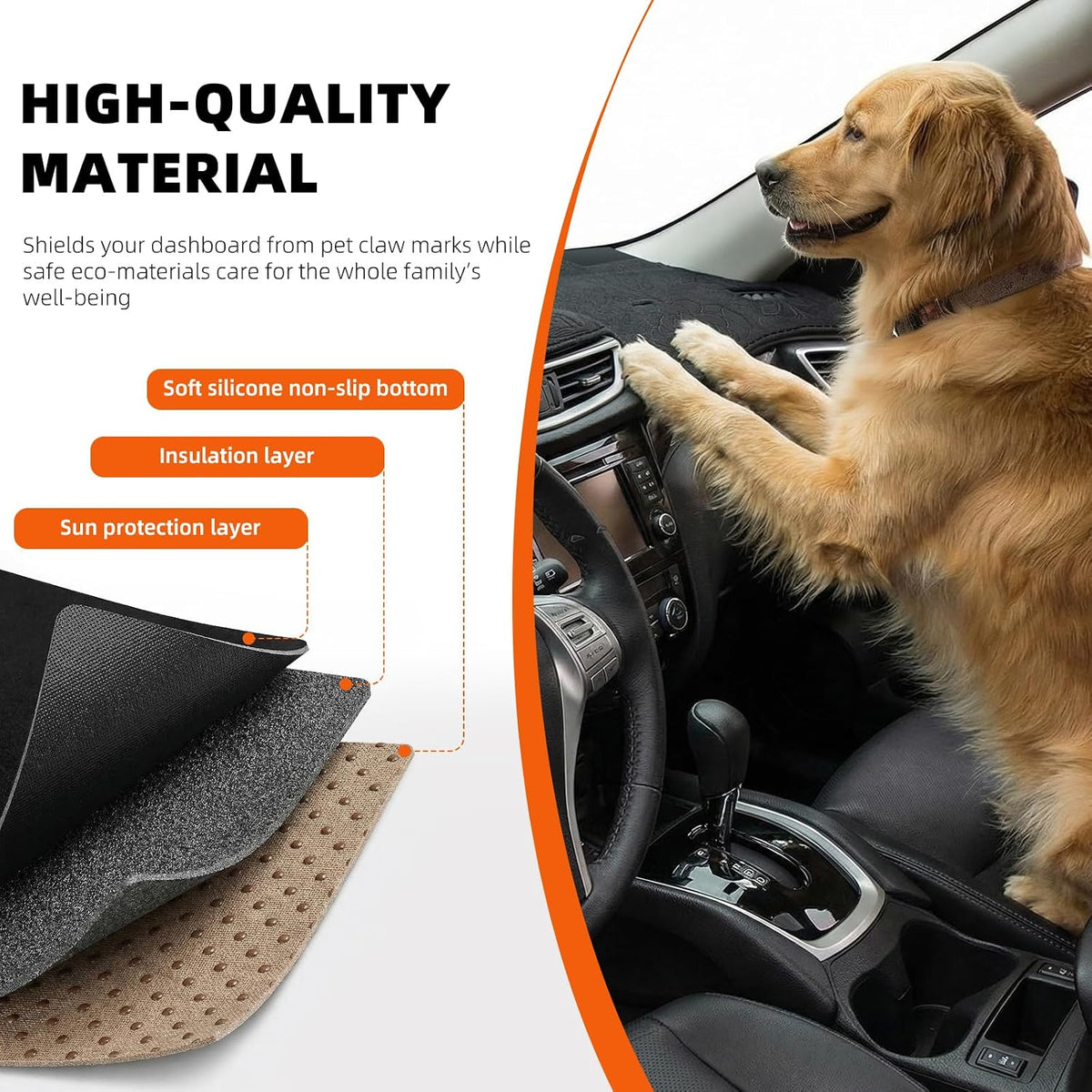 Dashboard Cover Dash Mat Fit for Je-ep Wrangler JK 2017-2011 (for JK Body Code),Car Dash Board Mat Anti-Glare Carpet,Non-Slip Pad Sunshield Protector (Flannel)