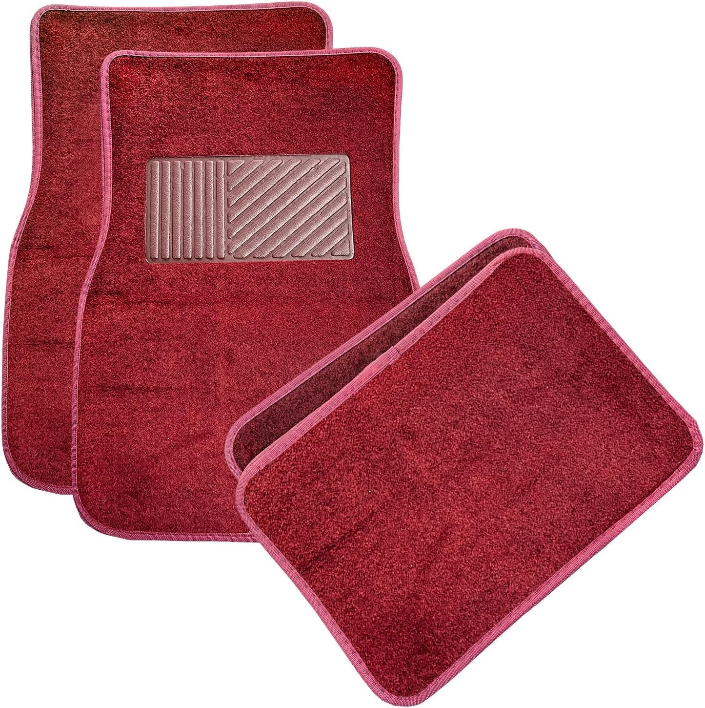 4PCS Car Floor Mats, Anti-Slip Waterproof Car Carpets with Safety Heel Pad, Heavy Duty Floor Mat for All Weather Protection, Universal Trim to Fit for Sedans Trucks SUVs (Black & Gray)