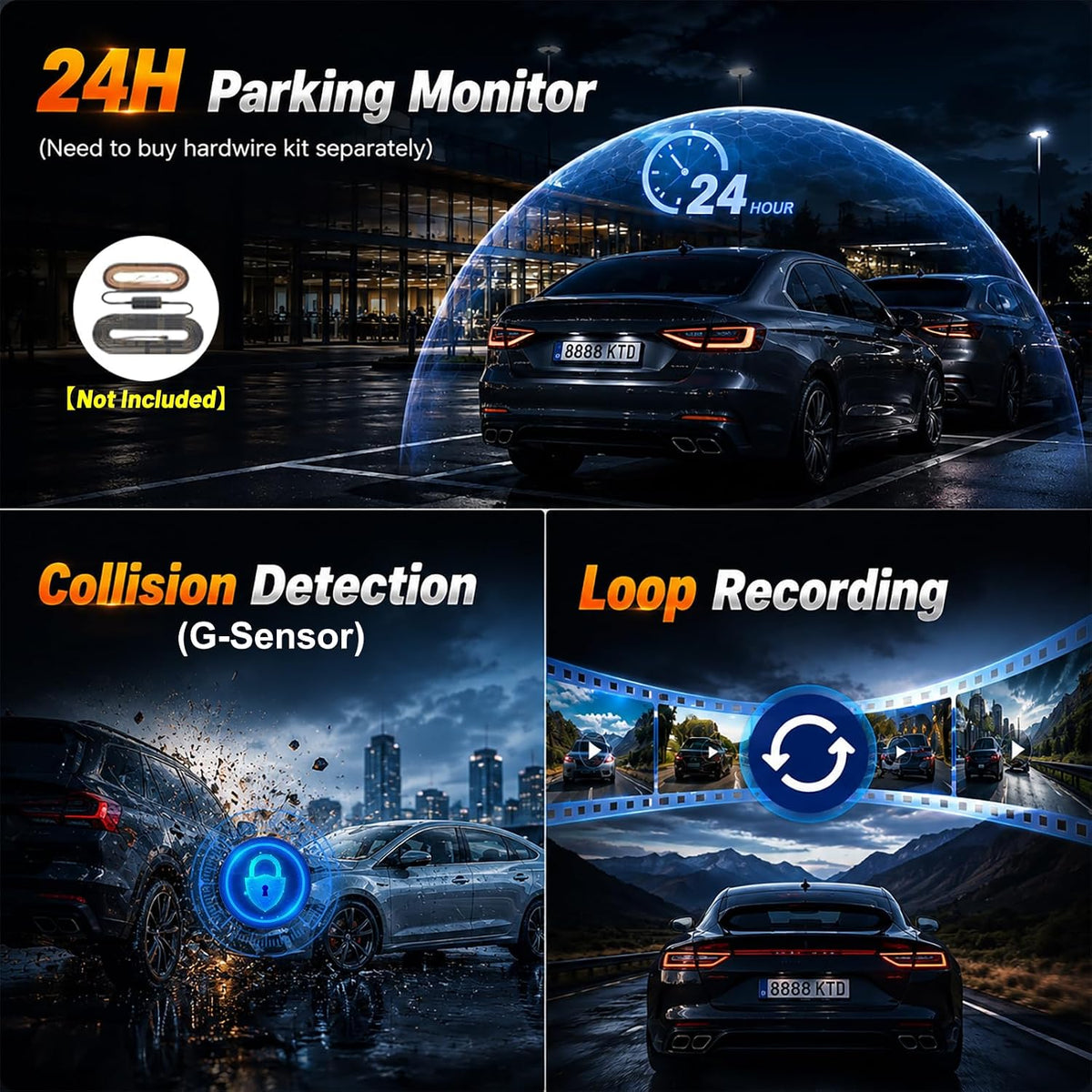 4K Mirror Dash Cam, 9.66 inch Touchscreen Rear View Mirror Camera