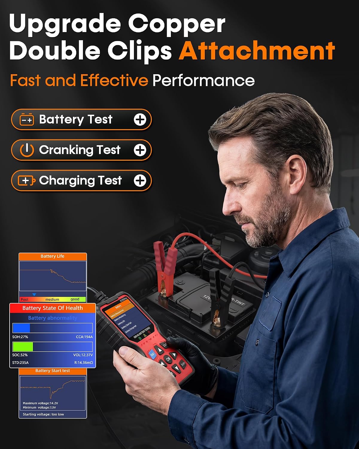 OBD2 Scanner with Battery Tester, Accurate Check Engine Code Reader