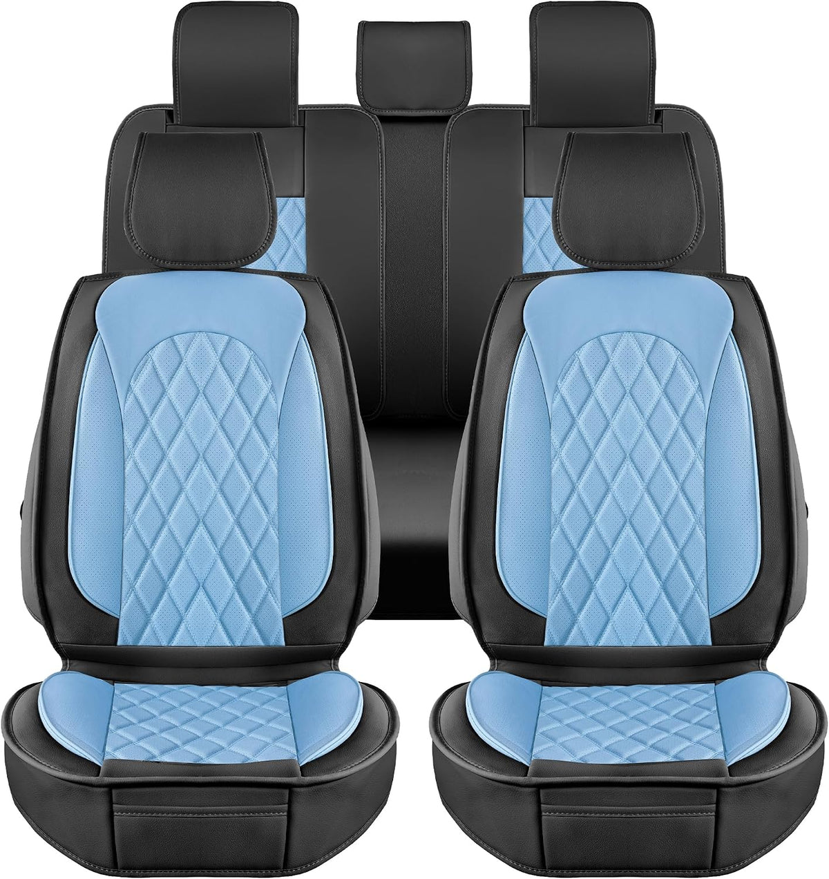 LINGVIDO Car Seat Covers Full Set (5 Seats) - Premium Perforated Nappa Leather, Waterproof Shield, Omni-Adapt Fit SUVs Sedans, Ultimate Family & Pet Protection