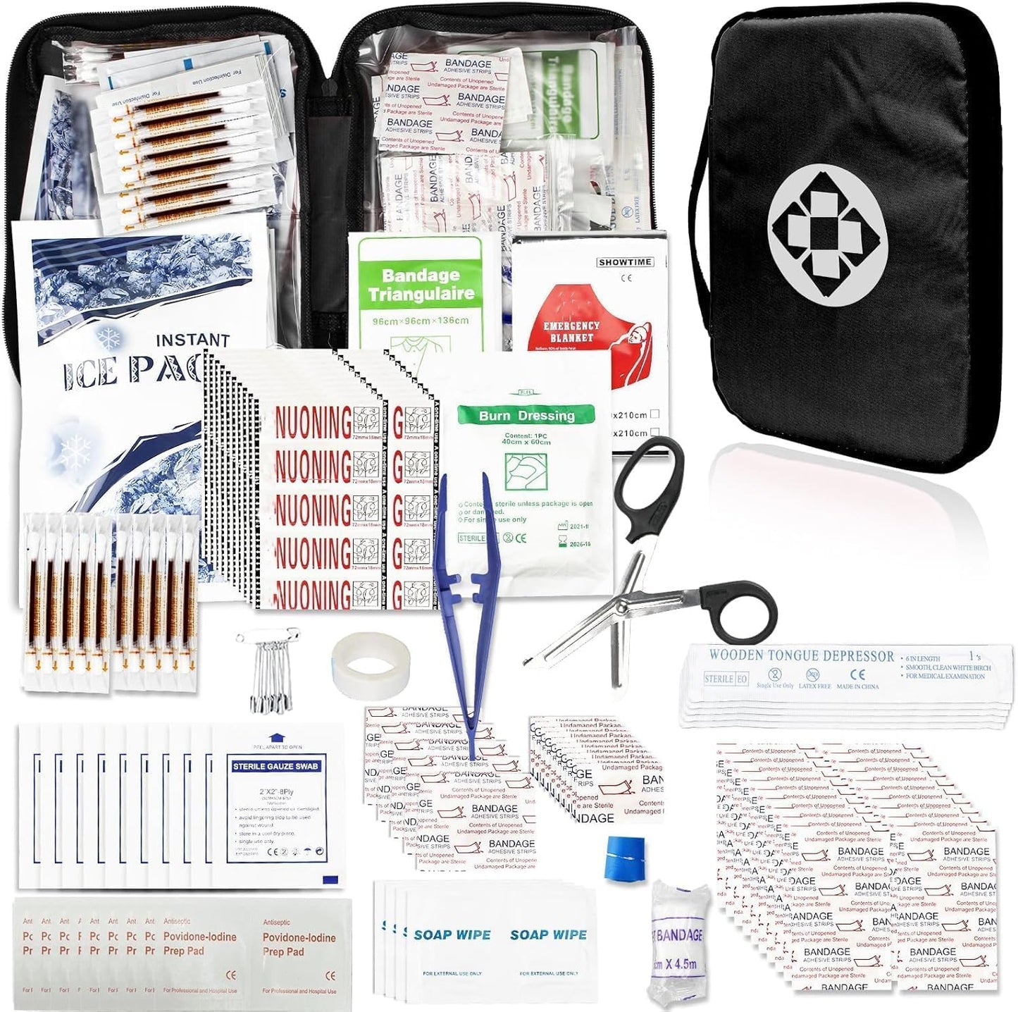 Travel-First Aid-Kit Car-Home 300PCS Survival-Kit Outdoor-Adventure - Small Portable Red Emergency Essential Sets Office Hiking Camping Business Public Must Have First Aid Gear Equipment 1st Aid