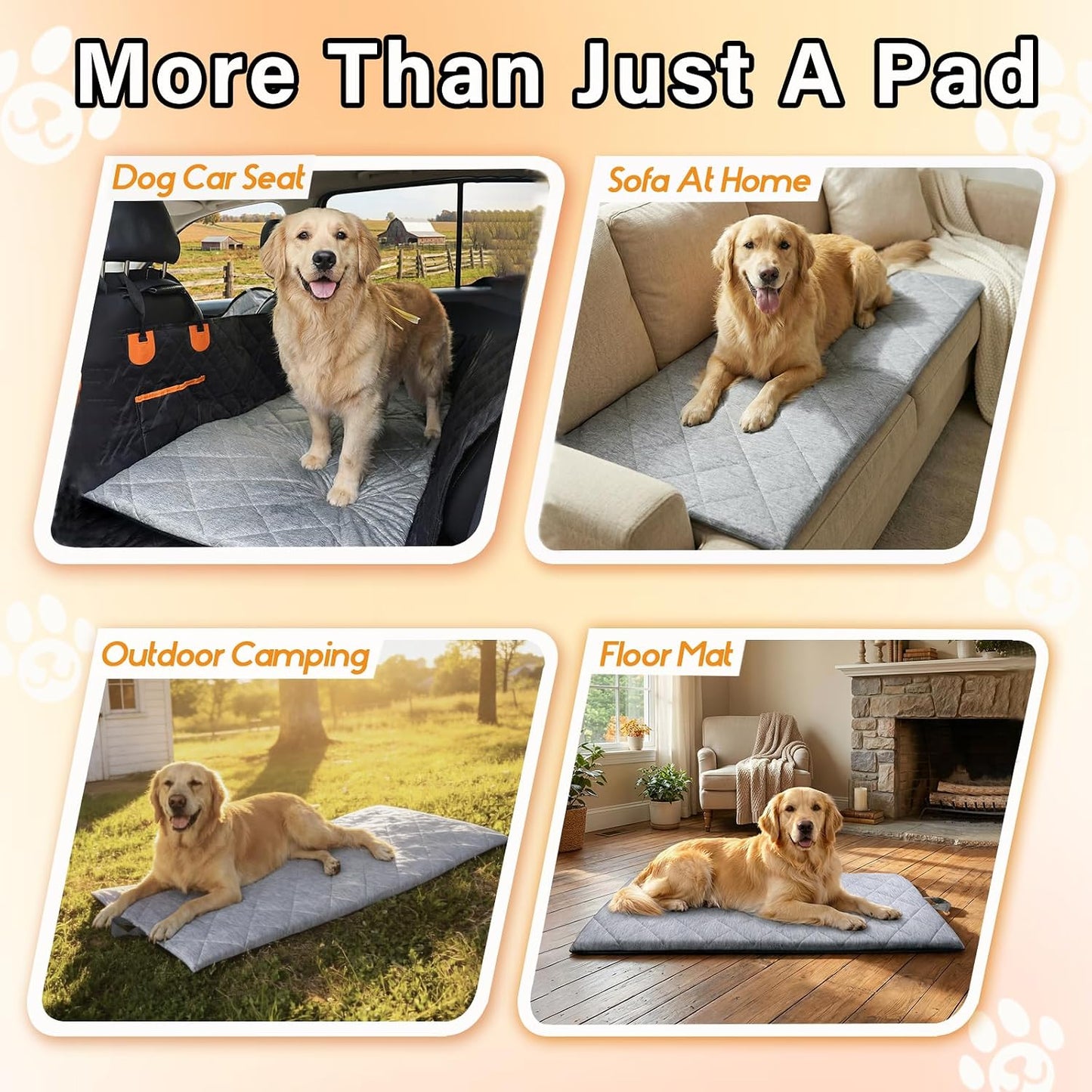 JoyBlooms Dog Bed for Car Back Seat, Dog Cooling Mat with 1.1in/2.8cm Thick Foam, Cooling Anti-Slip Washable Back Seat Pet Bed, 51.6in x 22.6in Fit on Backseat Extenders of SUVs and Small Trucks,Gray
