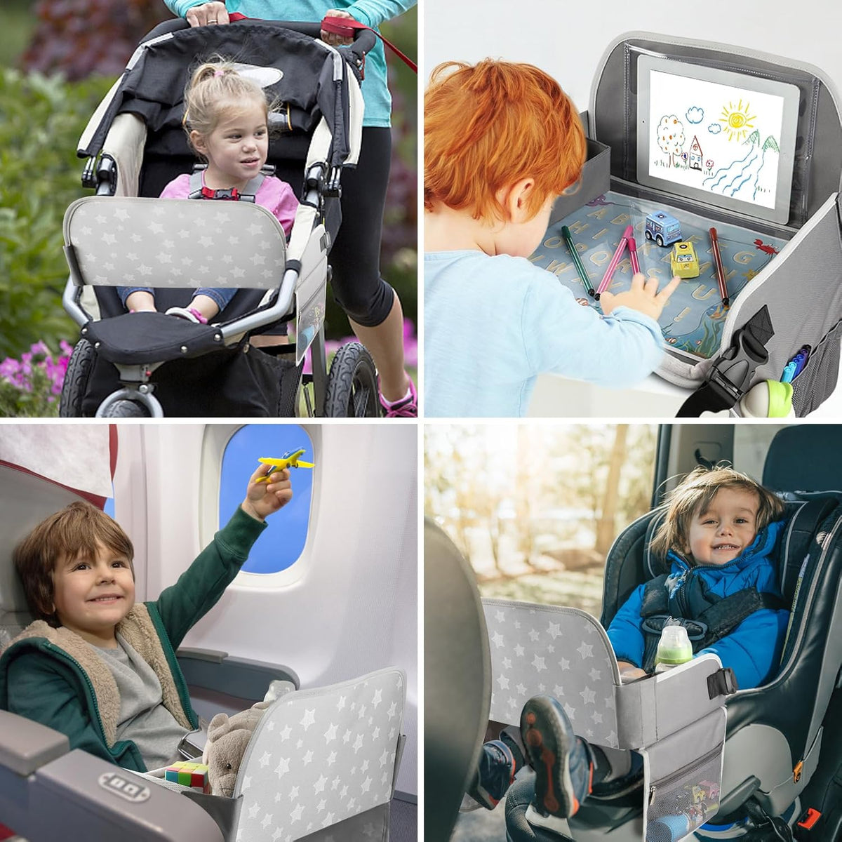 MENZOKE Kids Travel Tray for Boys or Girls, Travel Tray for Kids Car Seat