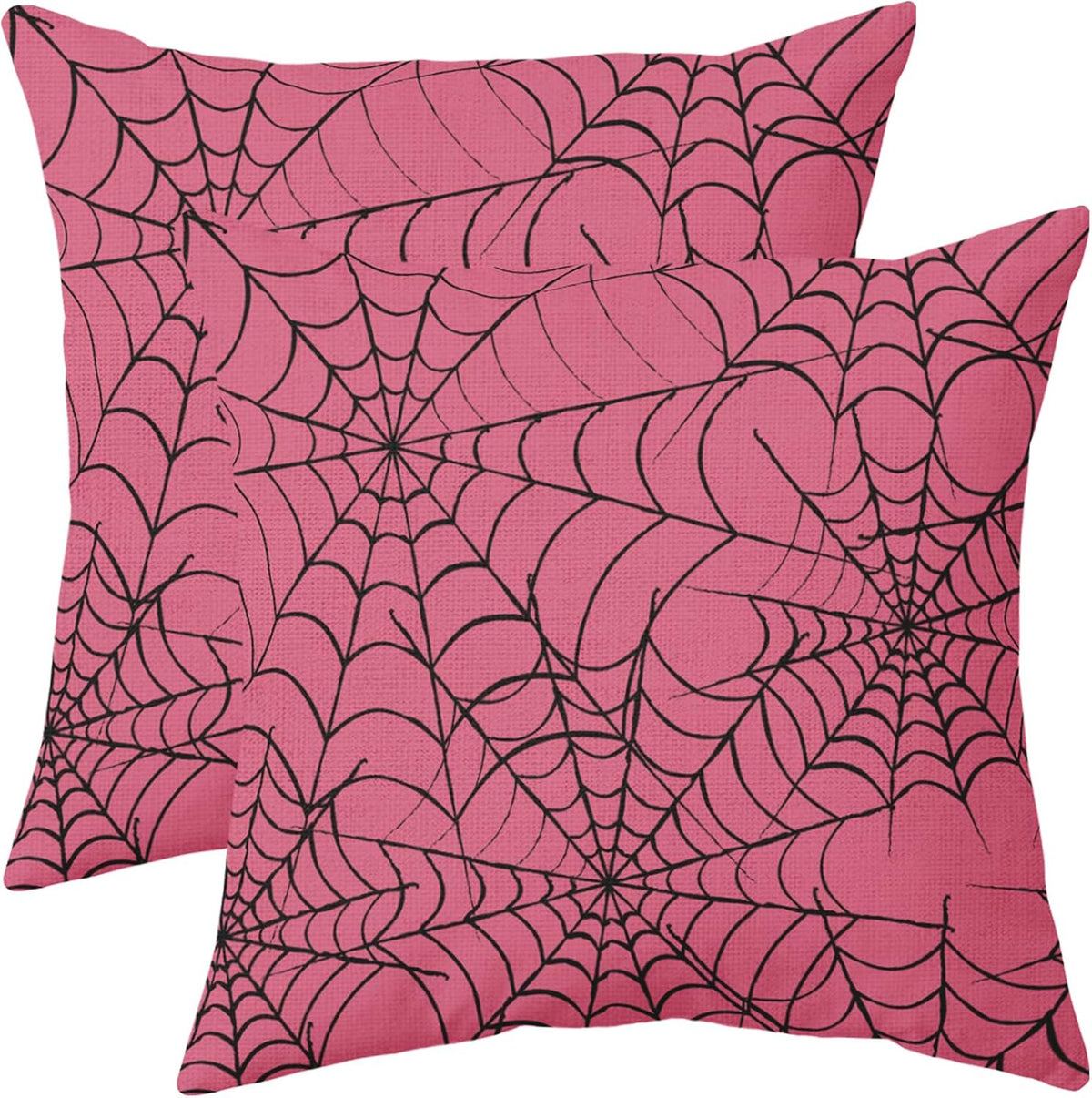 Halloween SpiderWeb Pillow Covers 18x18 Set of 2 Black White Spider Web Orange Spider Outdoor Decorative Throw Pillows Scary Farmhouse Pillowcases Linen Cushion Case Decor for Home Sofa Couch Bed