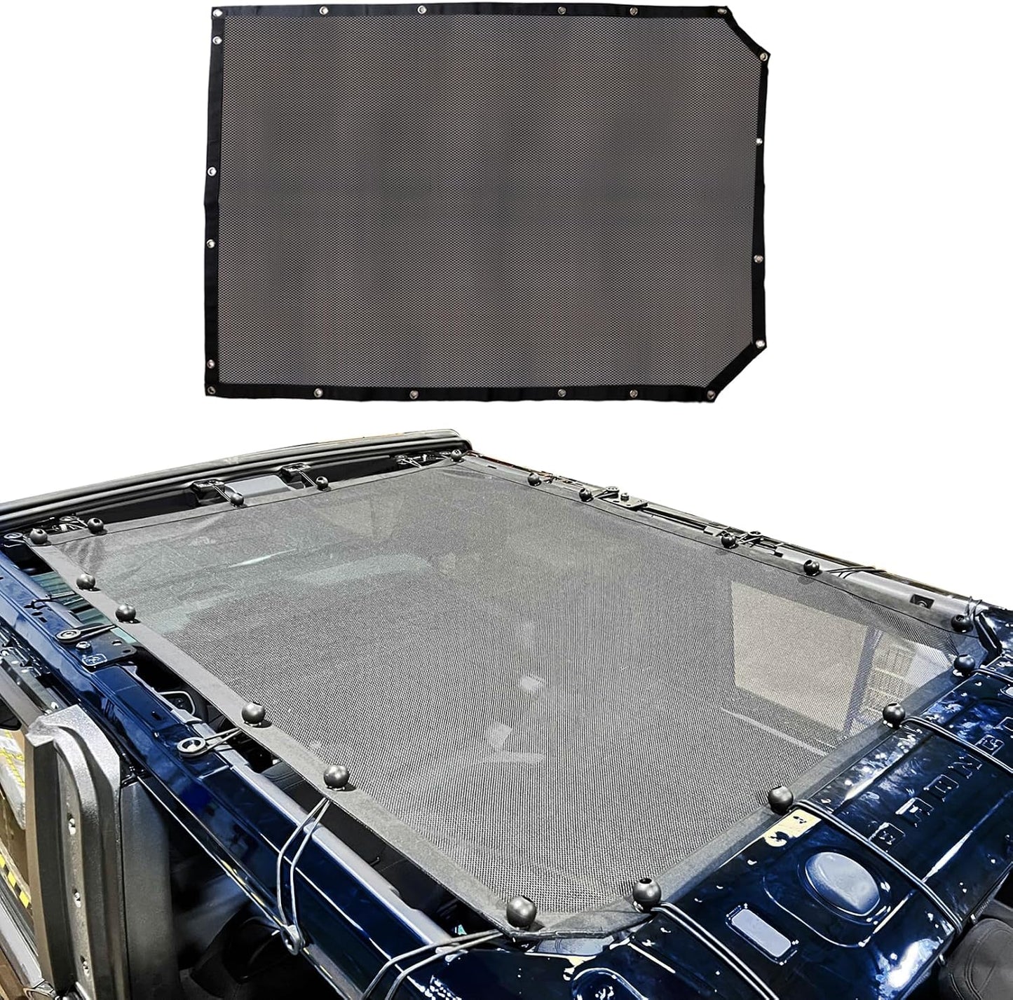 sukemichi Sunshade for Ford Bronco,Mesh Sun Shade Bikini Top Cover Bimini Top for Ford Bronco Accessories 2021 2022 2023 2024 2025 2026 4 Door - Blocks UV, Wind, Noise, (Flag)