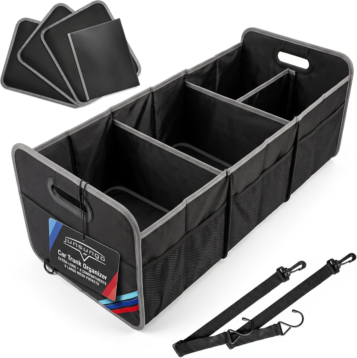Car Trunk Organizer, Portable, Collapsible, Waterproof, Oxford Cloth, Aluminum Handle, Ideal for SUVs, Cars, Camping, Storage
