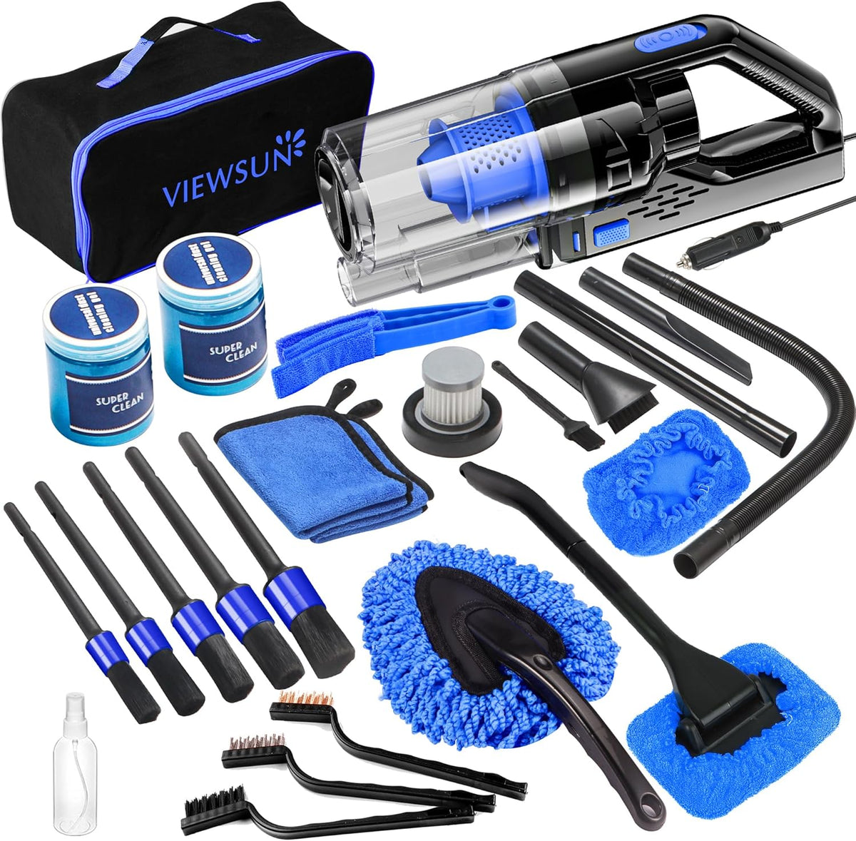 Car Vacuum Cordless Rechargeable, 8000PA High Power Handheld Vacuum Cleaner with 17PCS Car Cleaning Kit, Pink Auto Accessories for Women Gift
