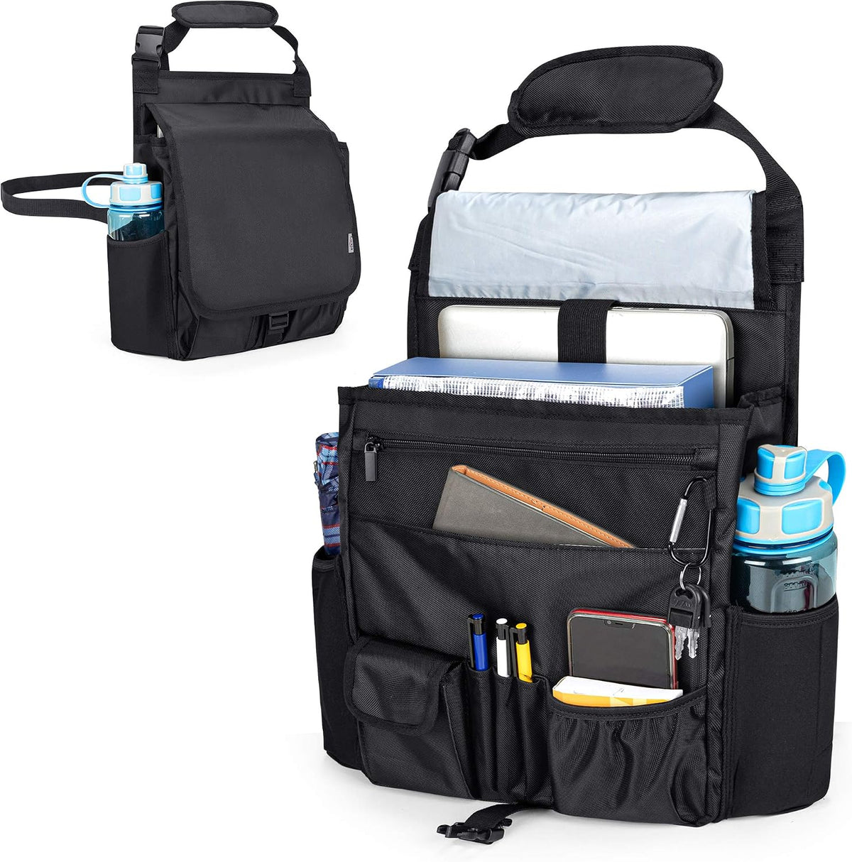 LUXJA Car Front Seat Organizer with Cover & Laptop Sleeve, Gray