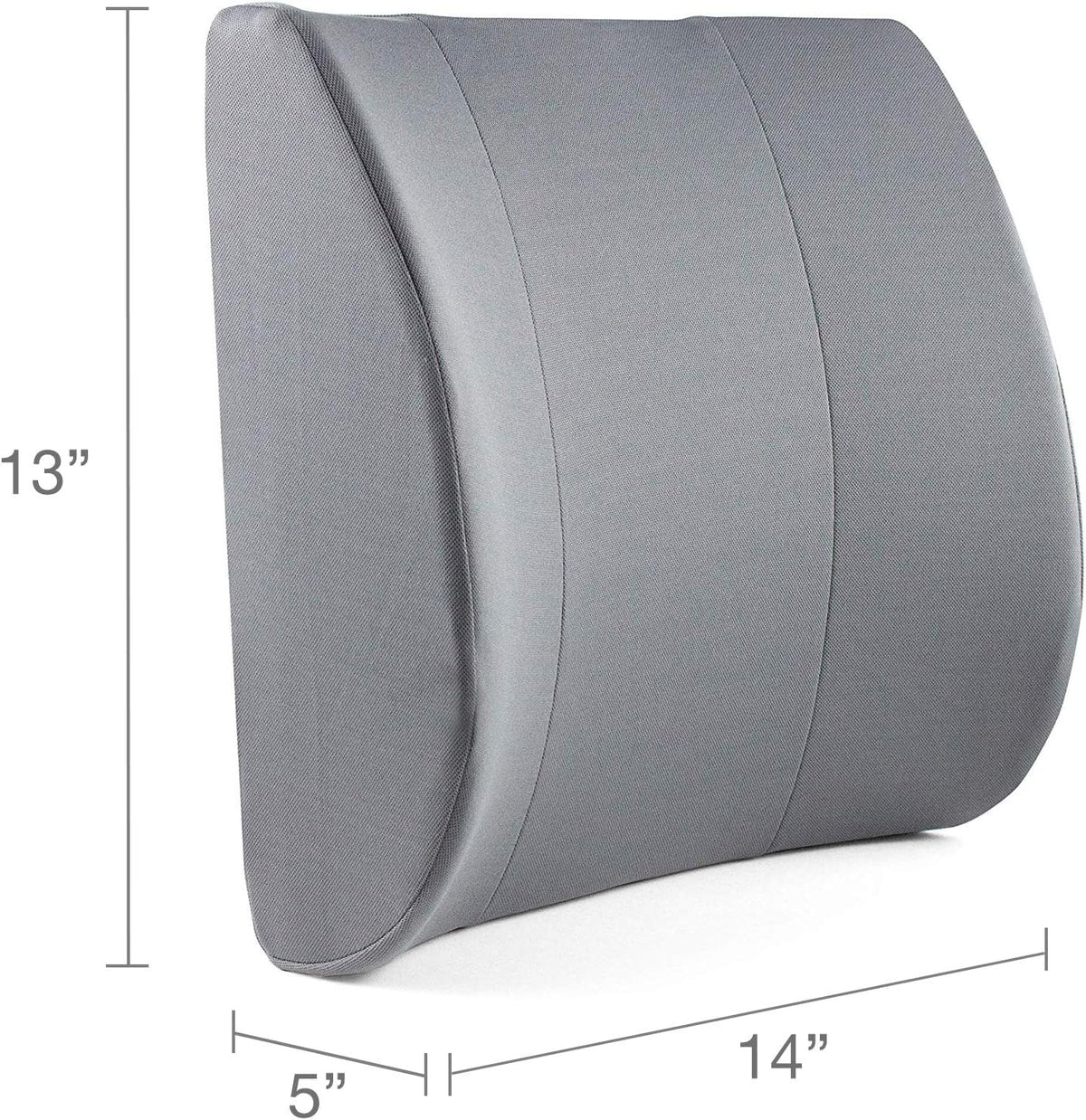 DMI Lumbar Support Pillow for Chair to Assist with Back Support with Removable Washable Cover and Firm Insert to Ease Lower Back Pain while Improving Posture, 14 x 13 x 5, Contoured Foam, Elite, Gray