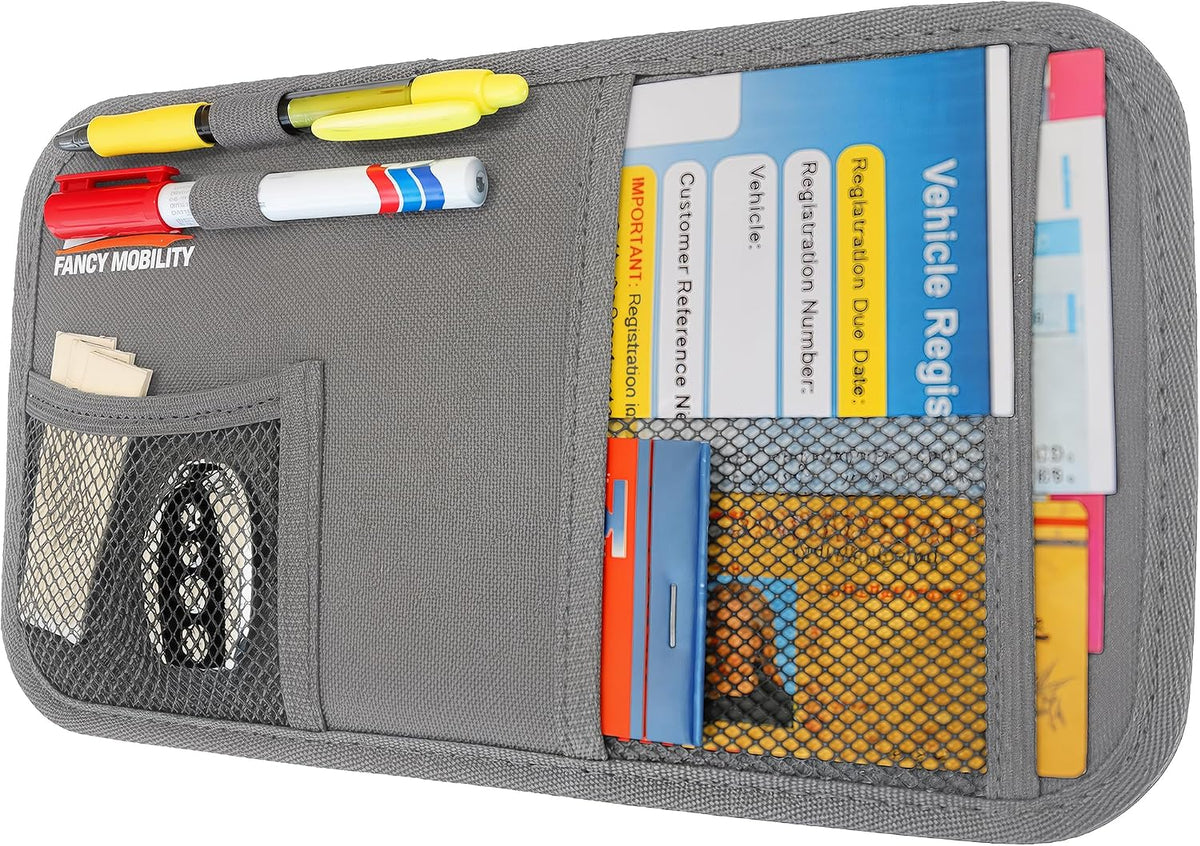 Car Sun Visor Organizer - Auto Accessories Document Holder - Car, Truck, SUV Registration & Insurance Storage Pouch - Road Trip Essential Gift for Any Driver - Comes With a Unique eBook