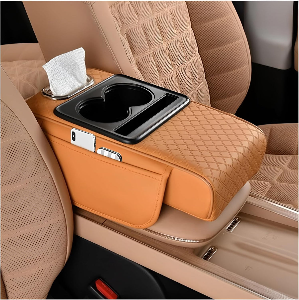Zpana 4 in 1 Car Center Console Armrest Pillow, Memory Foam, Black