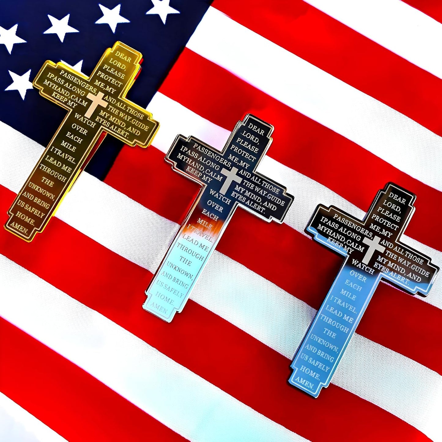 2 Pack Drive Safe Visor Clip for Car, Christian Cross Car Accessory, Religious Cross Visor Ornament for Drivers, Spiritual Car Charm Gift Idea, Silver