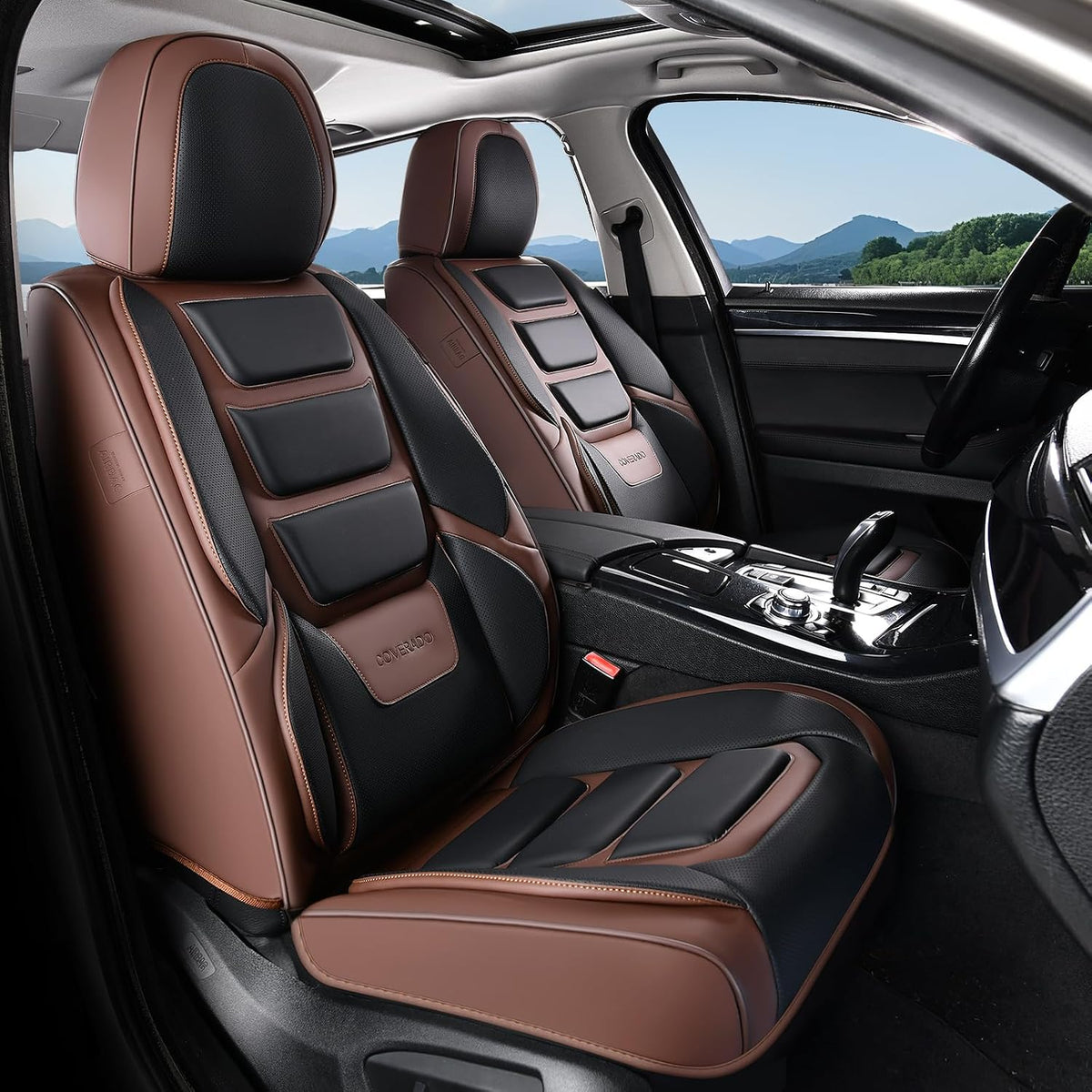 Coverado Car Seat Covers, Rear Car Protectors, Black Leather Seat Covers, 3-Piece Waterproof Automotive Seat Covers for Back Seats Universal Fit for SUVs & Cars, All-Weather Protection