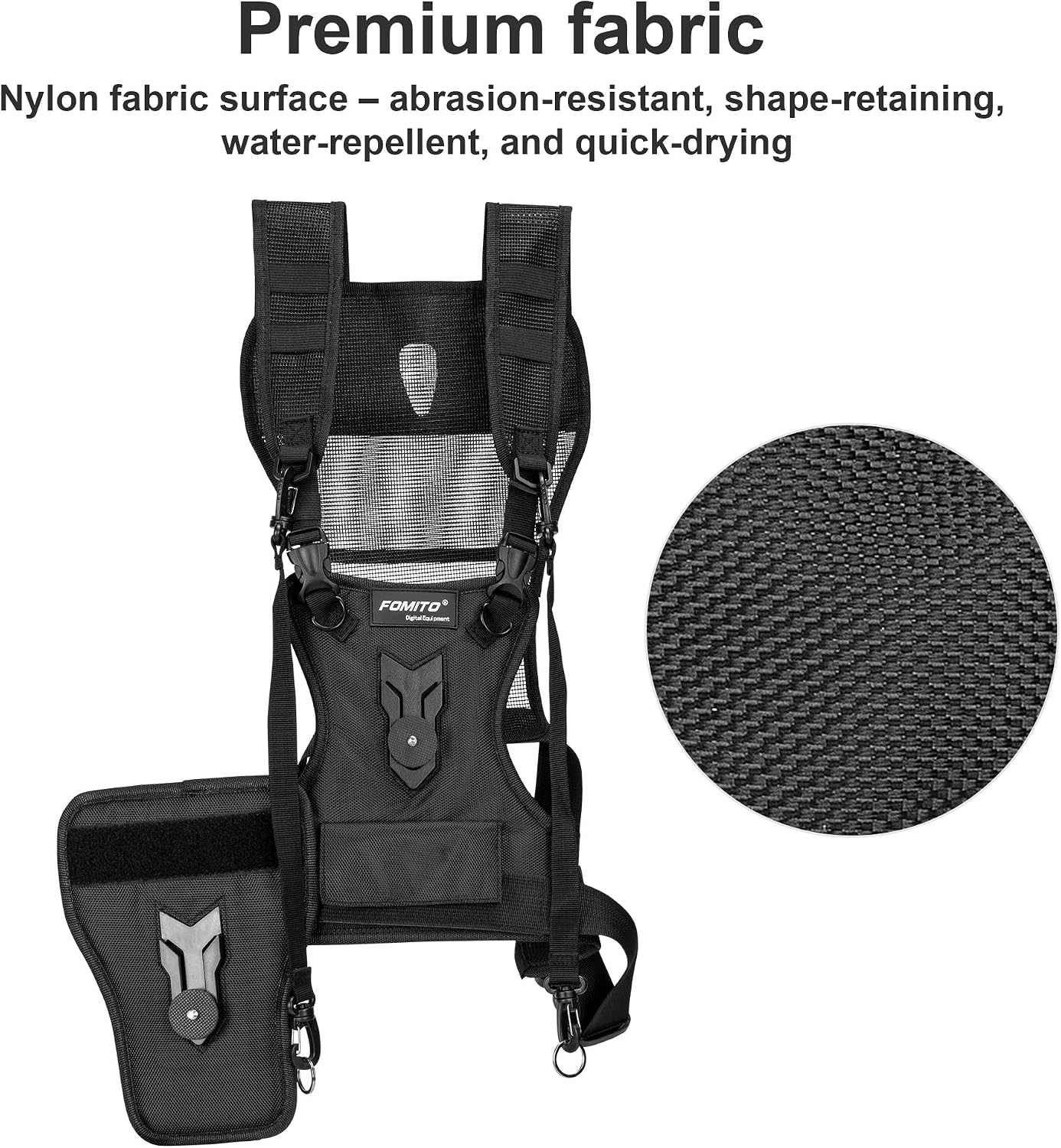 FOMITO Multi Camera Carrying Chest Harness System Vest with Side Holster for Canon for Nikon for Panasonic for Olympus for Sony A7R A7S A7II A7RII A58 A99 A6000 A6300 DSLR