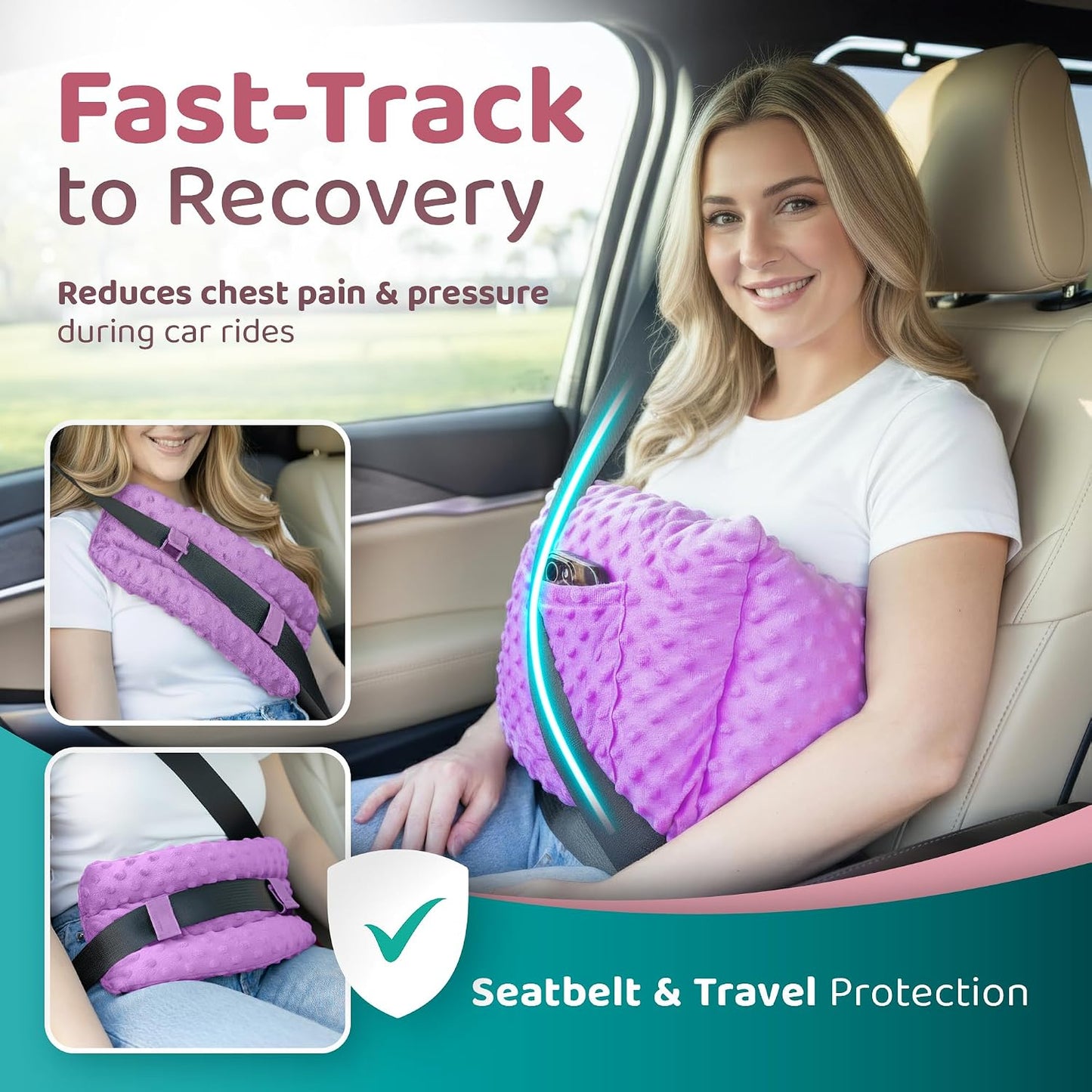 Zomaple Post Mastectomy Pillow Post Surgery – Post-Op Essentials, Breast Augmentation/Reduction & Mastectomy Recovery Supplies – Washable Cover for Comfort & Support