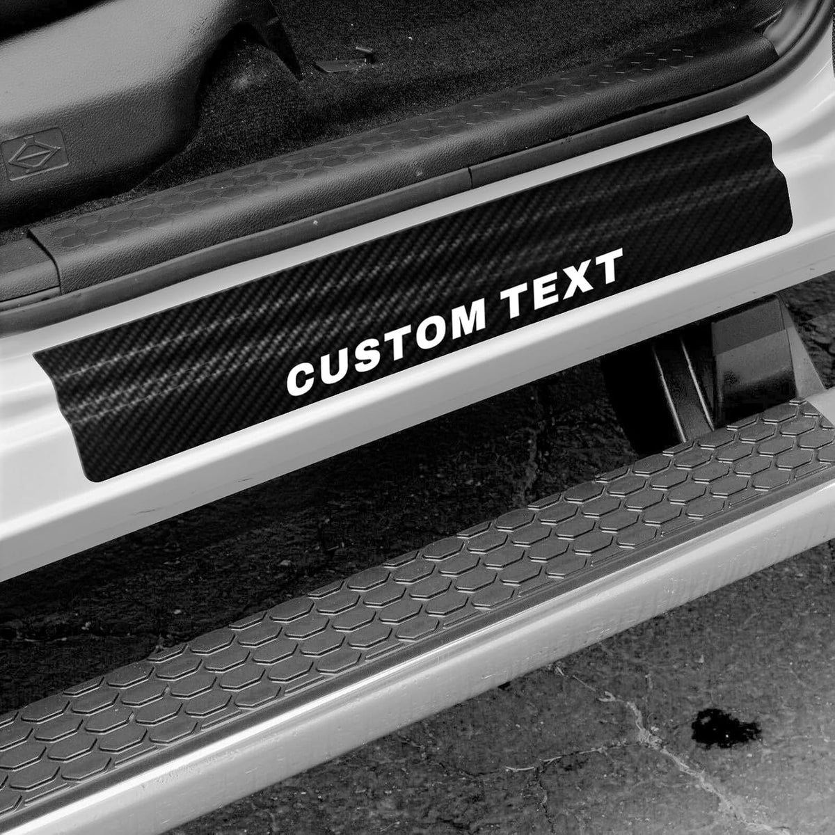 Car Accessories 4 Pcs Carbon Fiber Door Sill Scuff Plate Auto Door Entry Guard Scratch Shield for Dodge Ram 2500 Accessories (2500, no Mark)