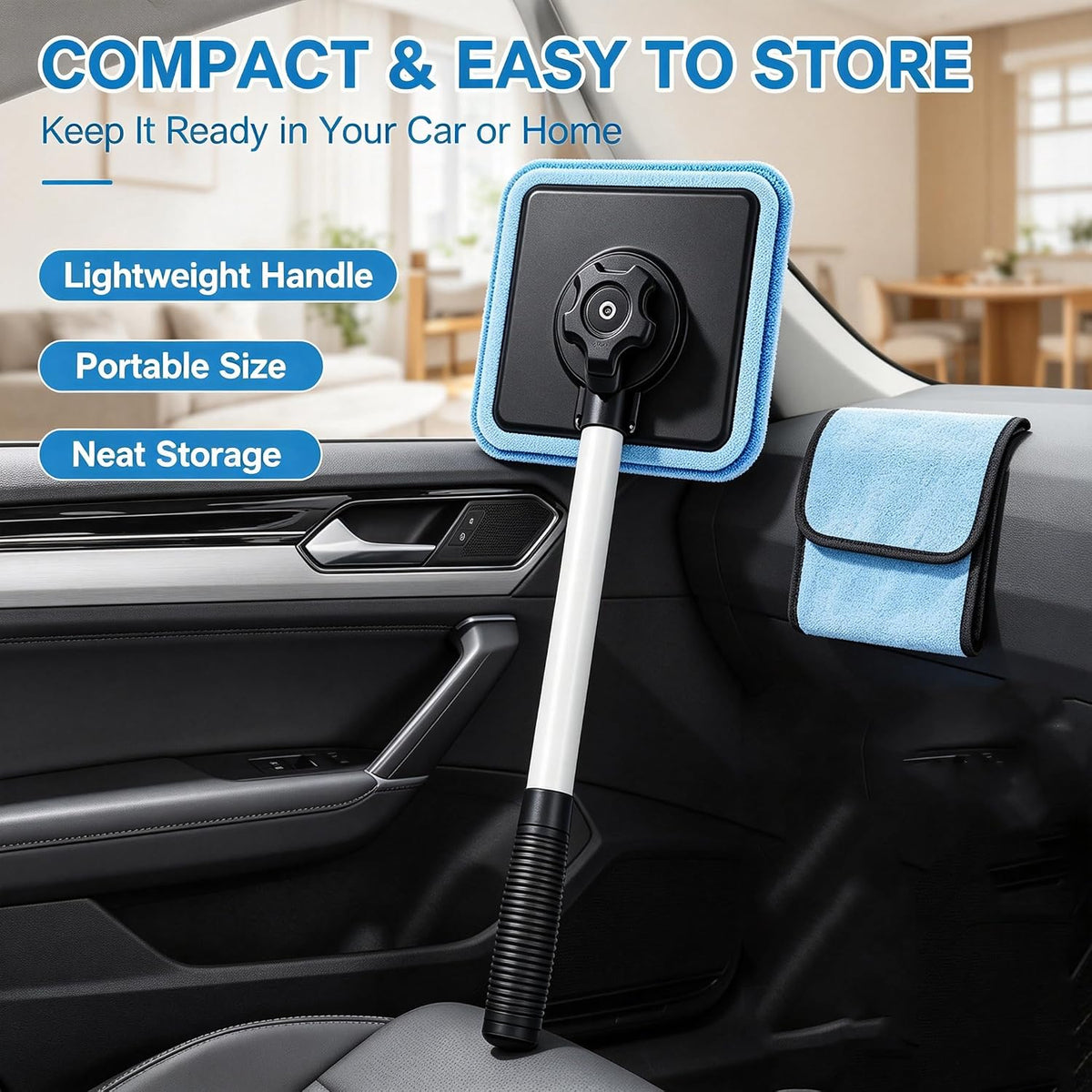 Dual Magnetic Car Windshield Cleaner, Streak-Free Auto Glass Cleaning Kit, Double Sided Magnetic Window Cleaner, Streak-Free Dual Side Cleaning, Works on All Glass