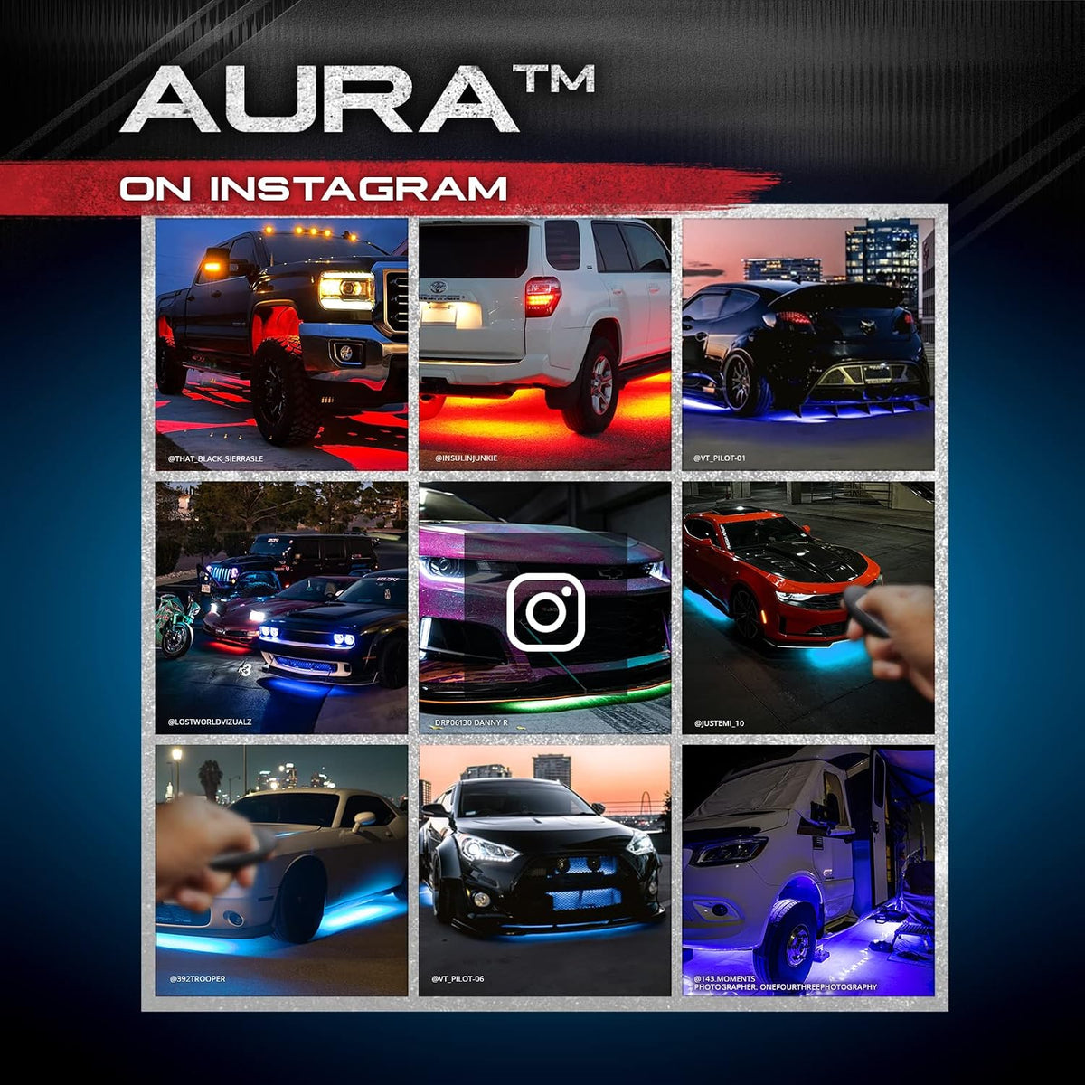OPT7 Aura RGB Aluminum RV LED Underglow Lights with Remote Control, 12V | Waterproof Rigid Light Bars, Multicolor Motorhome Lighting, Camper Exterior Accent Ground Lights, Outdoor Decor Accessories