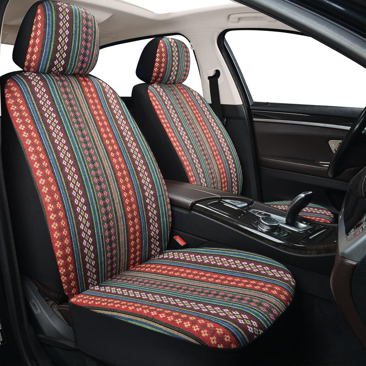 Baja Saddle Blanket Front Car Seat Covers Boho Striped Woven Covers