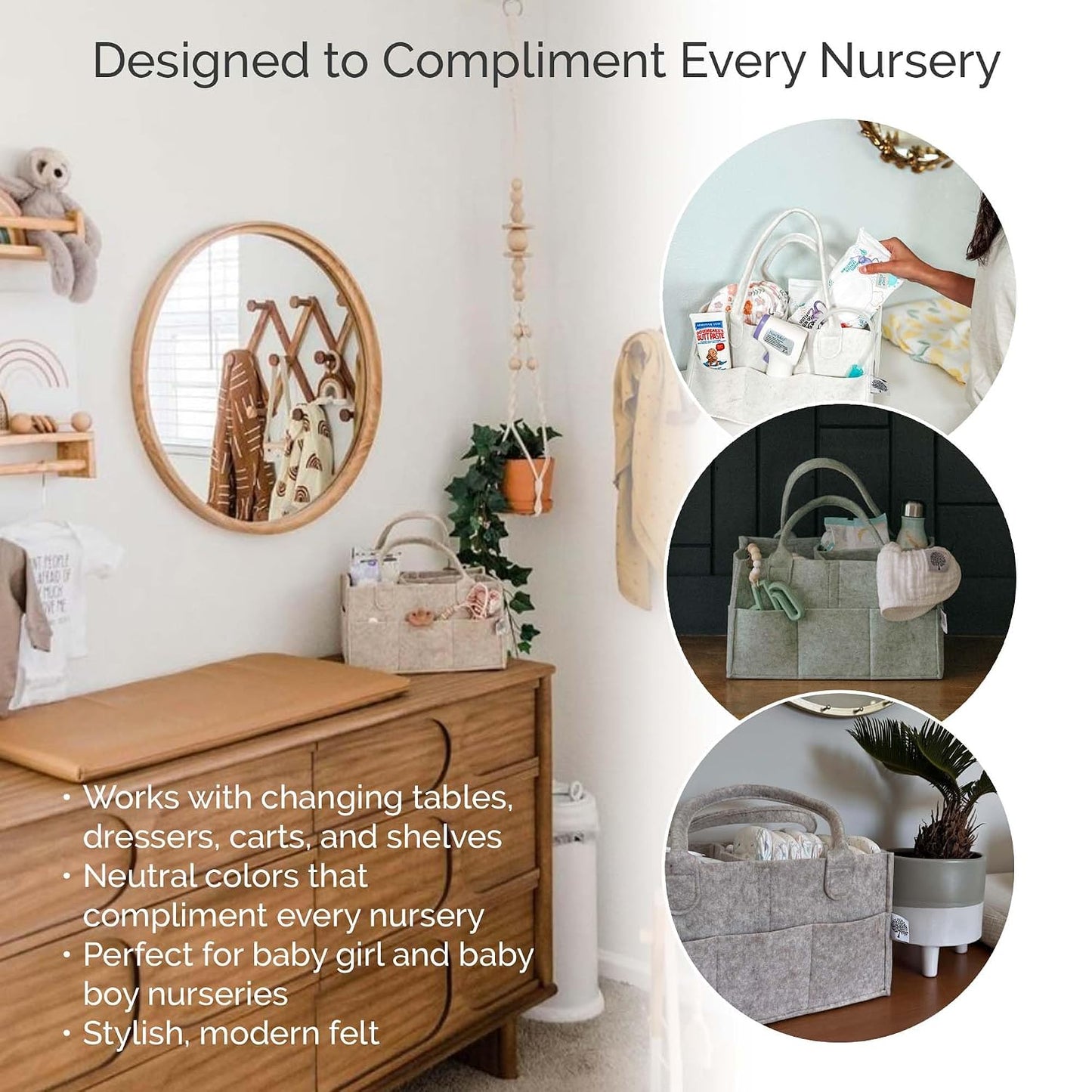 Parker Baby Diaper Caddy - Nursery Storage Bin and Car Organizer for Diapers and Baby Wipes - Oatmeal, Regular