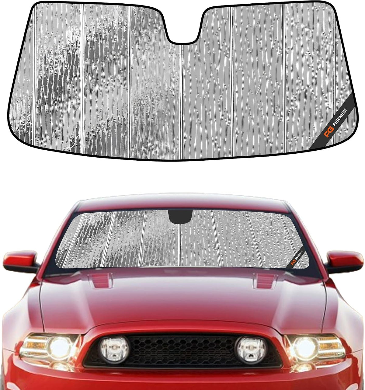 Pigenius Windshield Sun Shade for Ford Mustang 2015-2023 Without Rearview Mirror Mounted Camera - AstraGuard