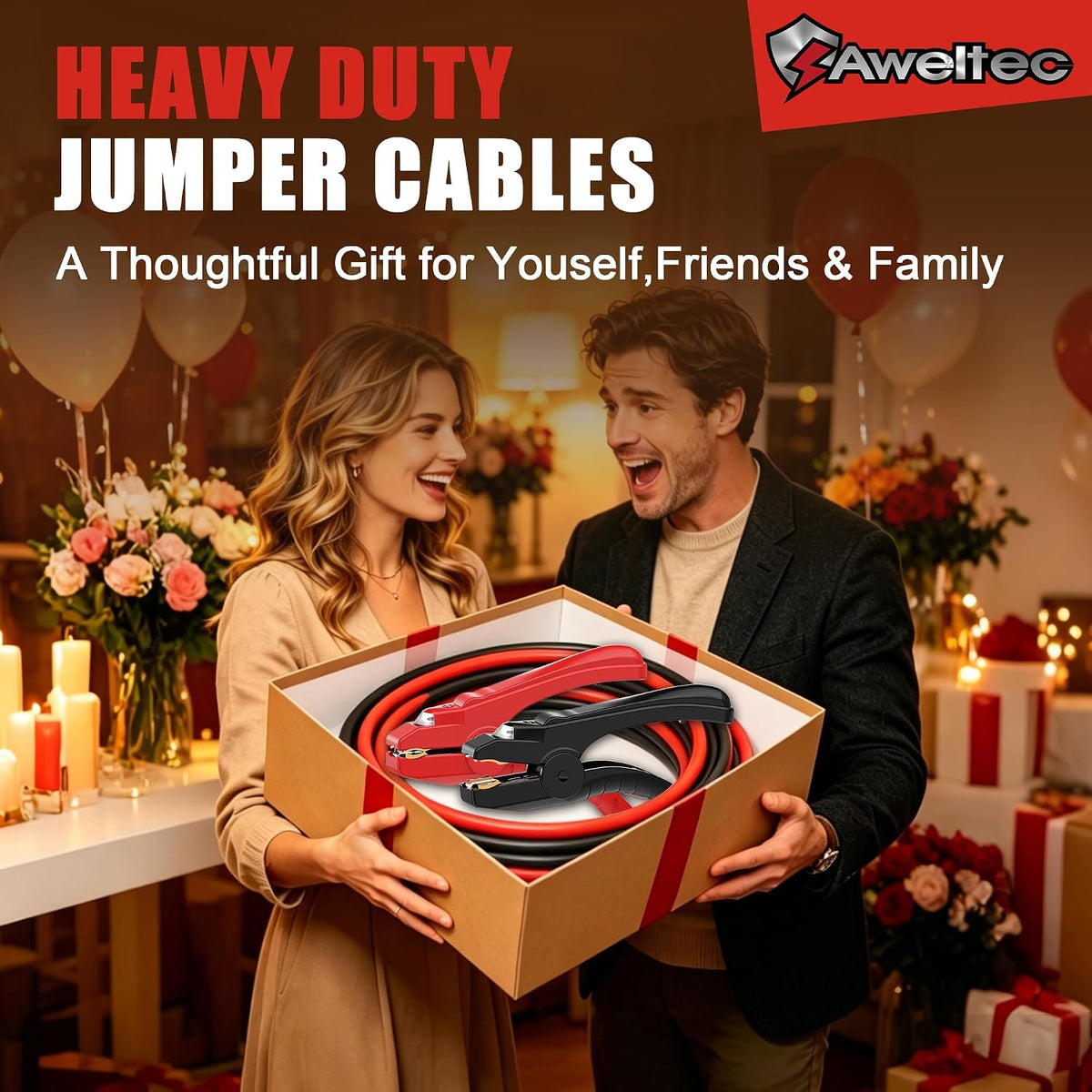 6 Gauge 16 Feet Jumper Cables with LED Light,Booster Jumping Wires