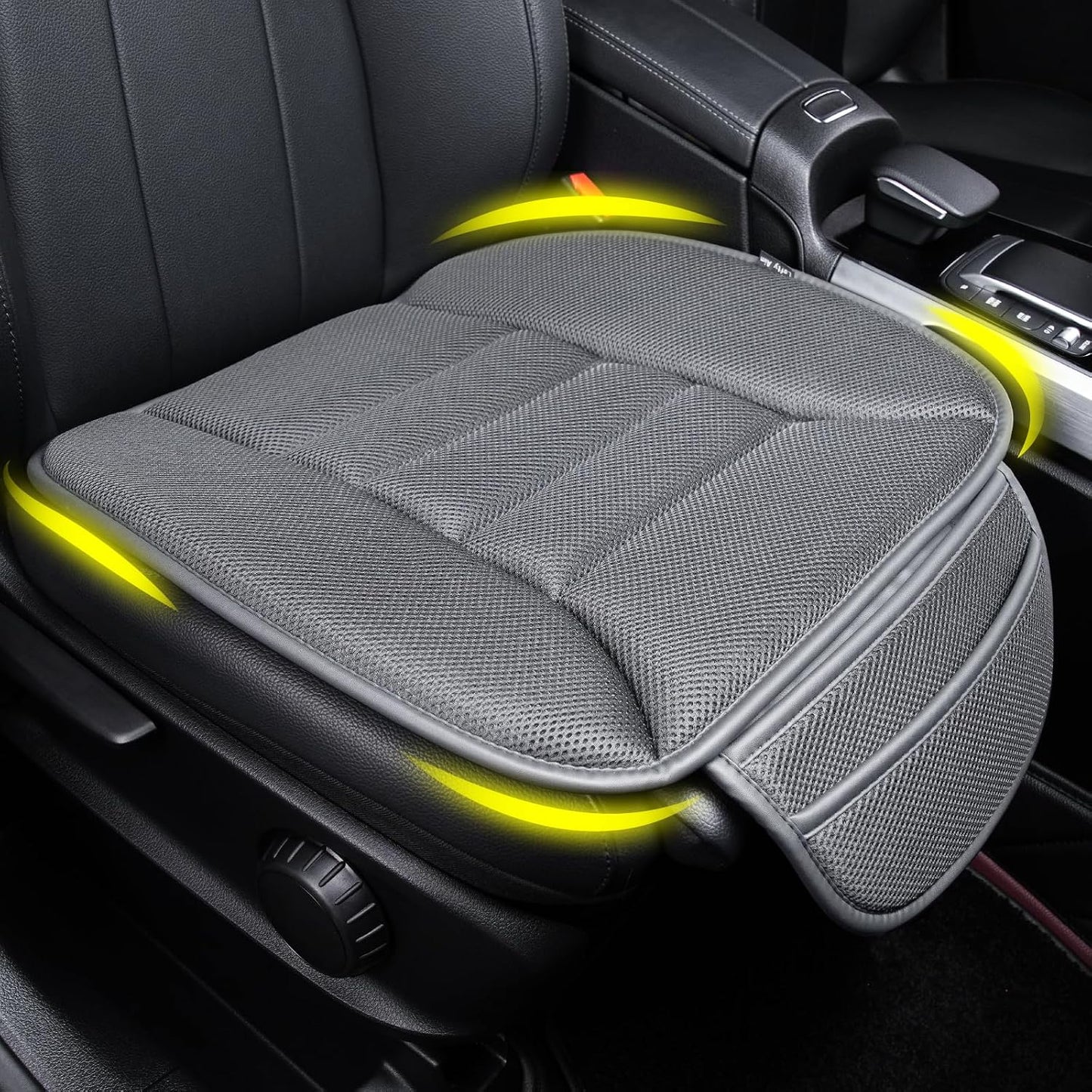 Lofty Aim Premium Car Seat Cushion, Driver Cushion with Comfort Memory Foam & Non-Slip Rubber Bottom, Car Seat Pad Works with 95% of Vehicles and Office Chair or Home - 4D Brown