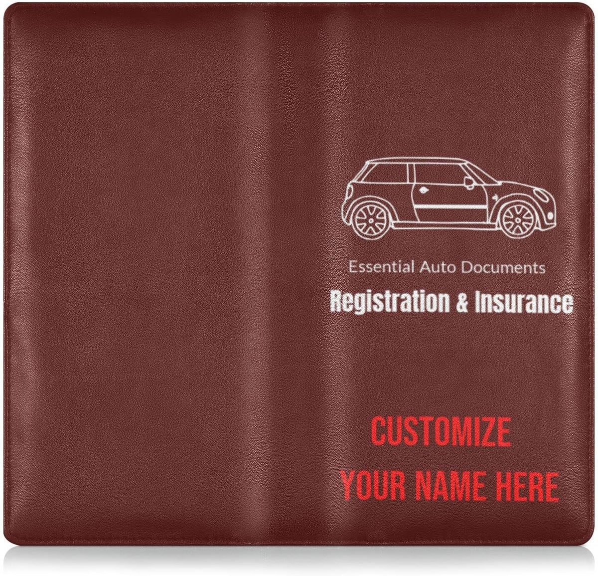 Custom Car Registration and Insurance Card Holder Personalized Leather Glove Box Organize Men Women Wallet Accessories Case for Cards, Essential Document Driver License Burgundy