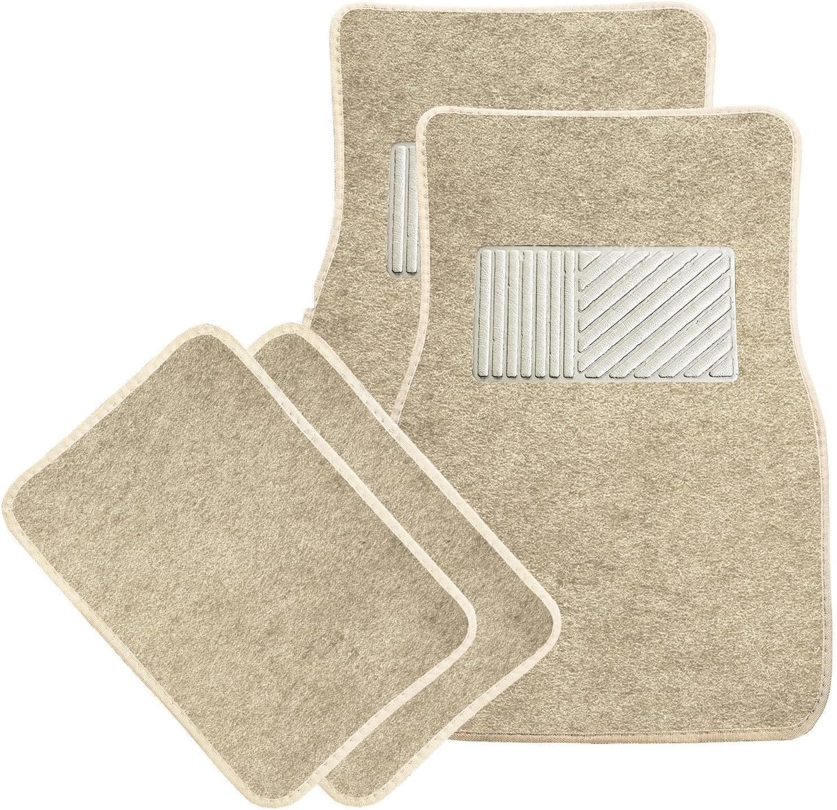 Sun Walker 4 PCS Car Floor Mats, Waterproof Anti-Slip Front & Rear Car Carpets with Driver Heel Pad, All Weather Floor Protective Pads Universal for SUVs Trucks Sedans Vans (Gray)