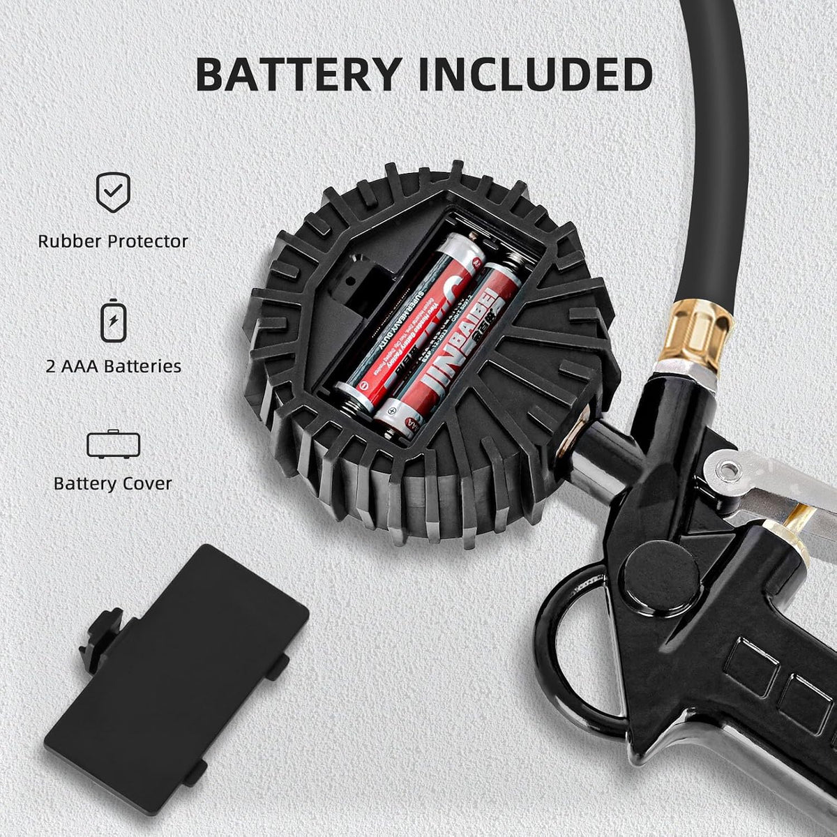 Tire Pressure Gauge with Inflator, 250 PSI Air Chuck and Compressor Accessory, Heavy Duty, with Quick Connector, 0.1 Display Resolution, Car, Motorcycle, SUV, Truck, RV Accessory