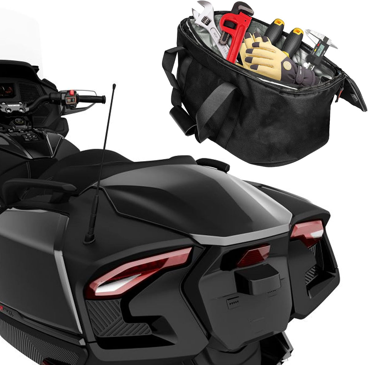 Rear Cargo Bag Trunk Organizer Waterproof Luggage Bag with Insulated Cooler Removable Rear Trunk Fit for Can Am Spyder RT 2020-2025