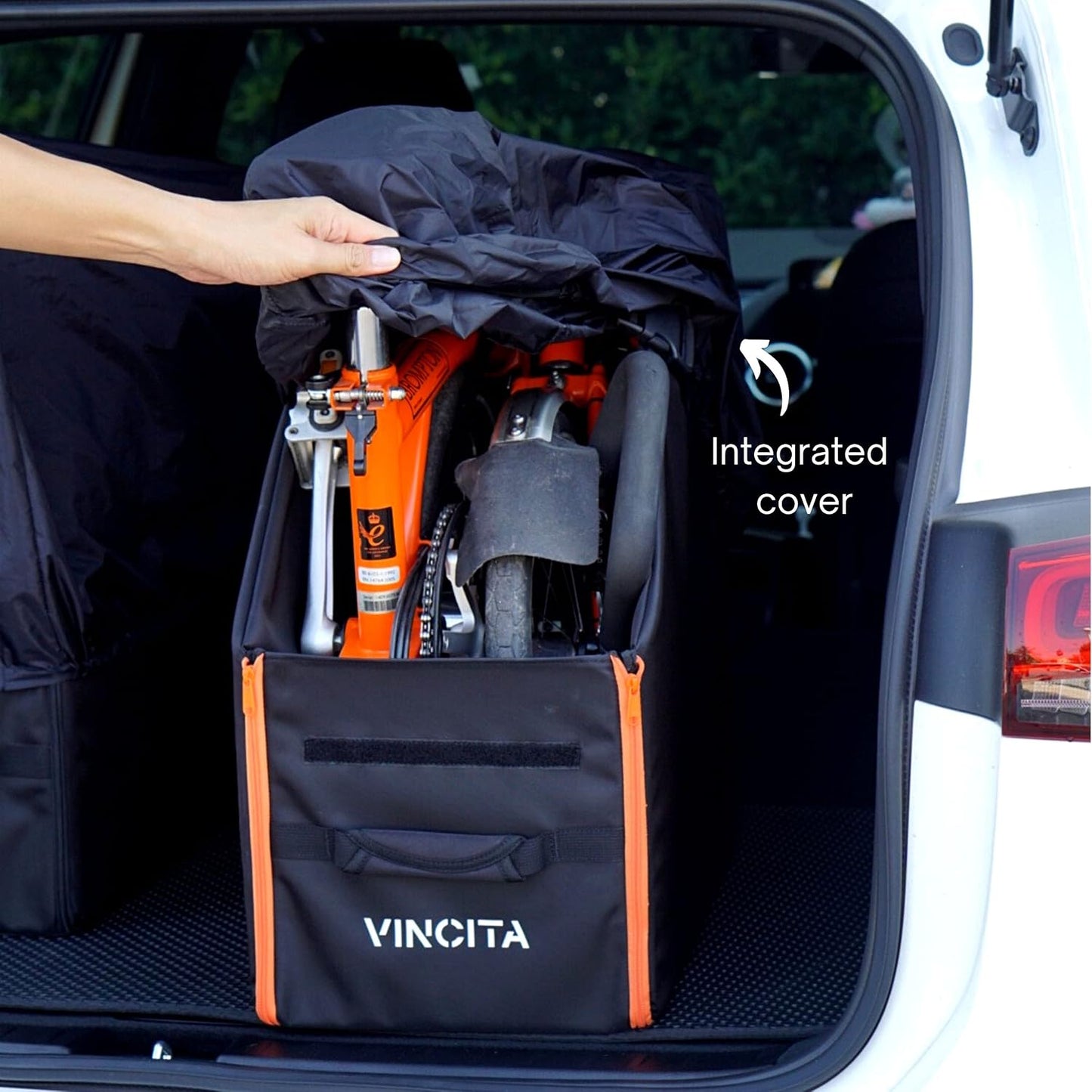Vincita Keeper Box 2.0 for Folding Bicycle - Bike Storage Solution - Suitable For Bike - Keep The Bike Vertical In The Car Trunk To Save Space (Black with black zipper 2.0, For 20" Folding Bikes)