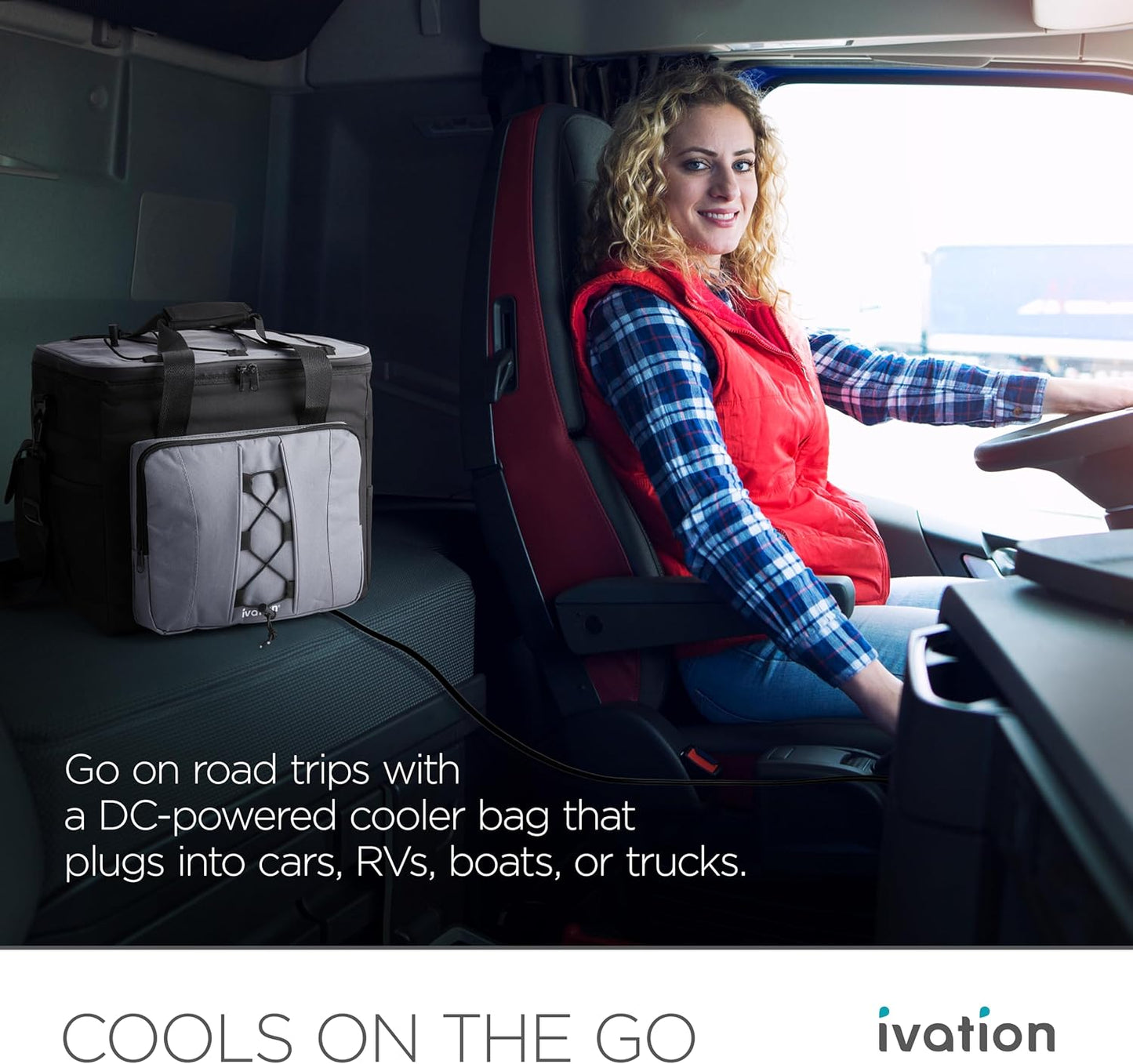 Ivation Portable Electric Cooler Bag | 18L Soft Sided Thermoelectric Travel Cooler with Shoulder Strap, Storage Pocket & DC 12V Plug in for Car, Truck & RV Camping