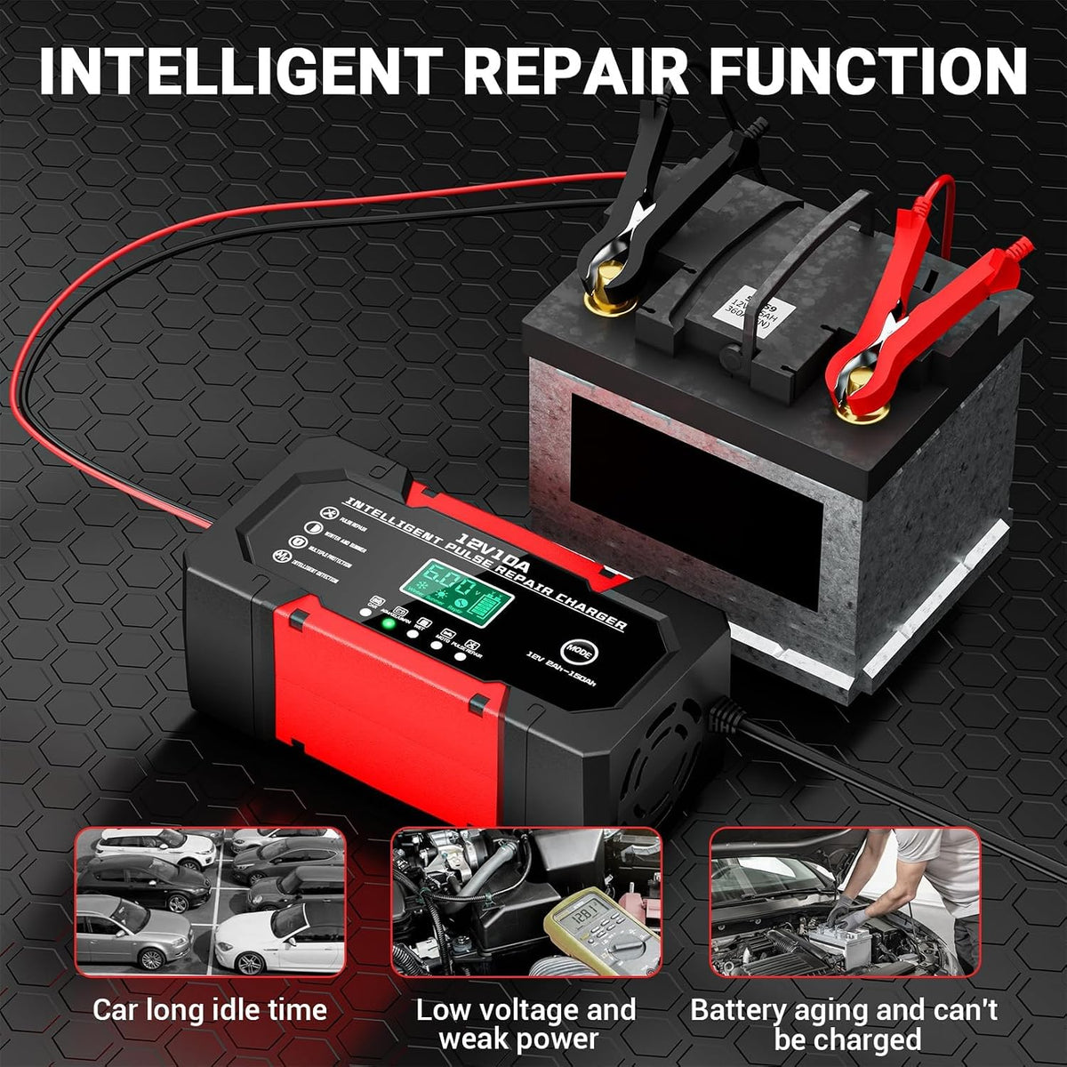 Car Battery Charger 12V 10A Smart Trickle Charger Fully Automatic