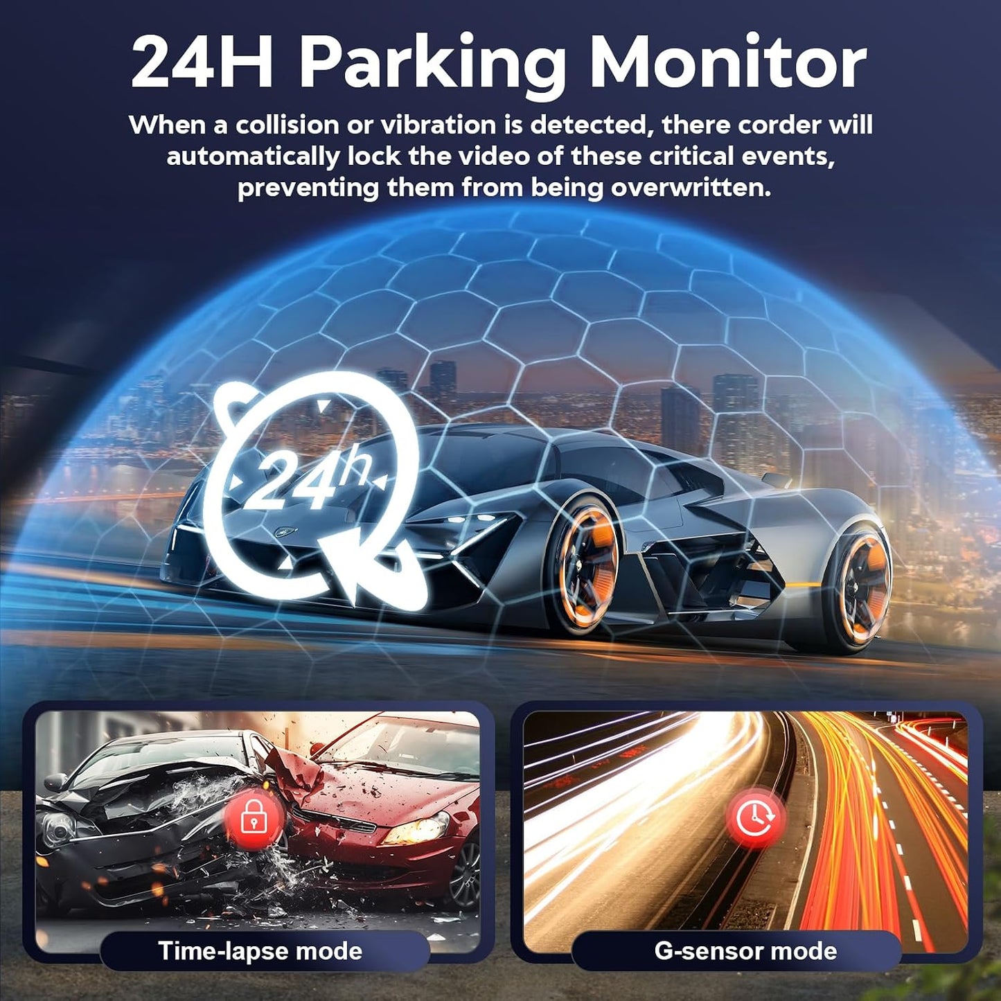 4K Dash Cam Front and Rear,with 64GB Card,Built in 5.8GHz WiFi & GPS Car Camera,Super Night Vision,Advanced Driver Assistance System,3.2'IPS Screen,24H Parking Mode,Time-Lapse,Loop Recording