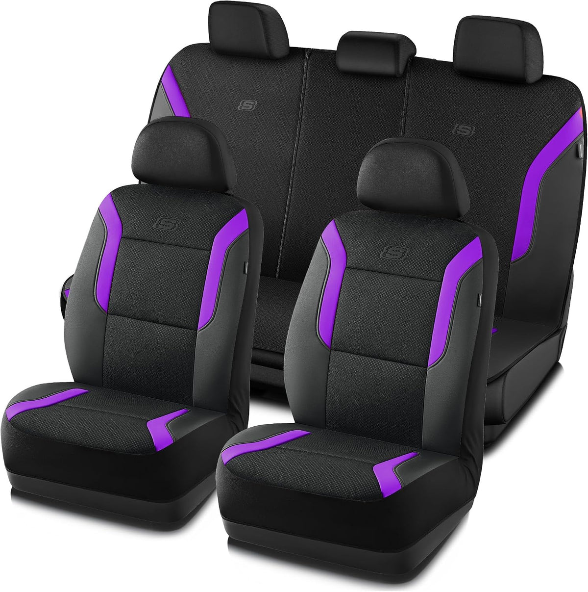 Skechers Memory Foam Car Seat Covers, Air Cool Mesh Thick Seat Covers,Car Seat Covers Front Seats Airbag Compatible, Automotive Comfort & Protection for Most Cars, Vans,Trucks, SUVs,Blue