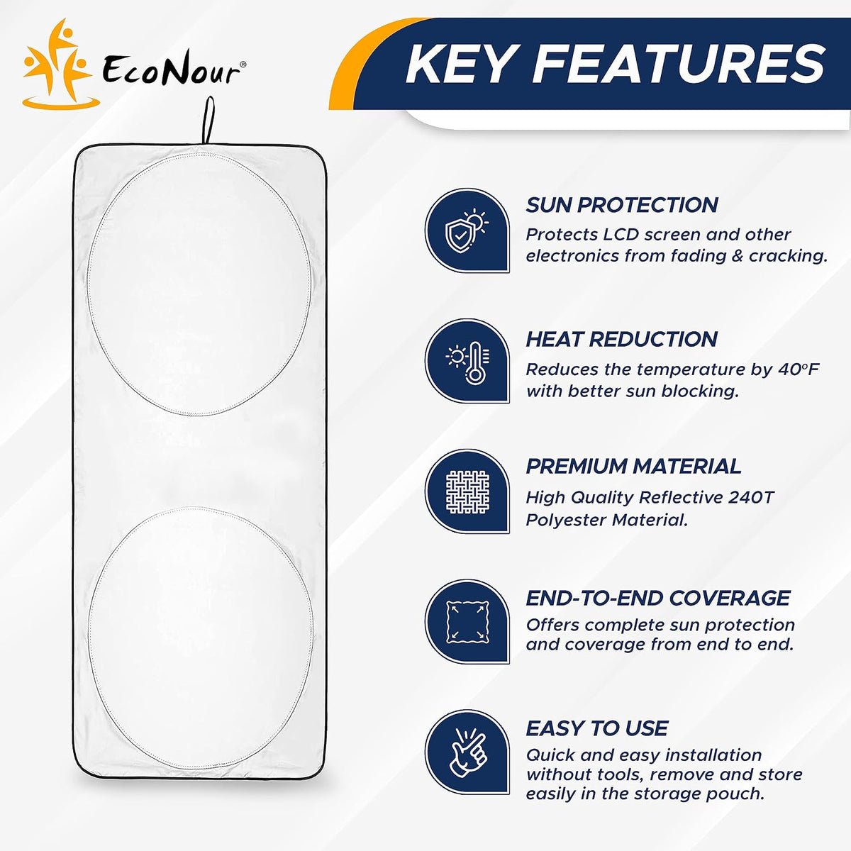 EcoNour Jeep Windshield Sun Shade, Foldable UV Sun Shield, Jeep Accessories