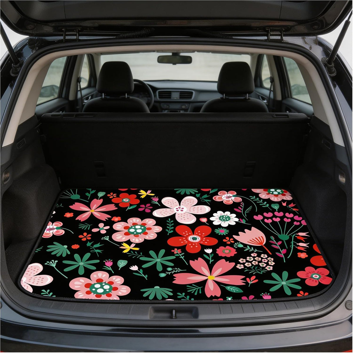 Universal Car Trunk Mat 29" x 39",Multicolor Floral,Butterfly Etc,Anti-Slip Easy to Clean, Trunk Protective Mat, Sporty Vehicle Interior Accessories Suitable for Most Car Models.