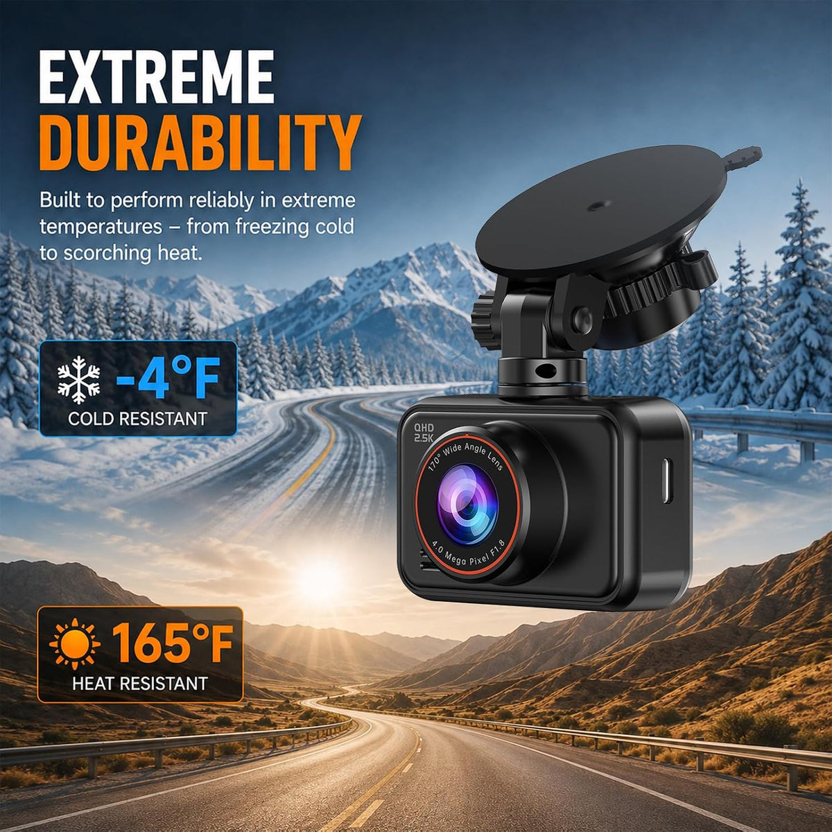 Dash Cam Front and Rear for Cars, 2.5K+1080P Dual Camera with 2" Screen