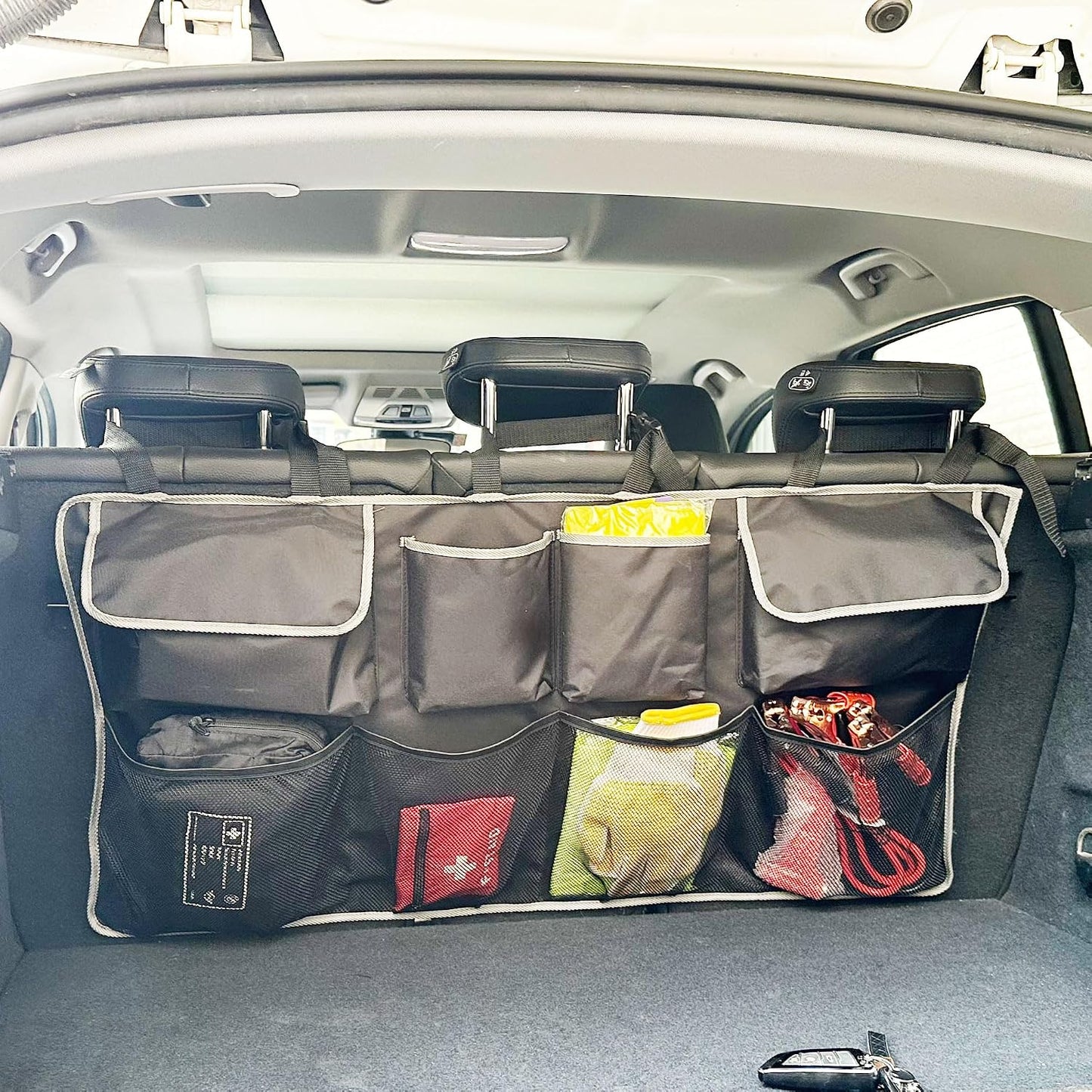 Car SUV Backseat Trunk Organizer Hanging Bag,6 Nylon Fabric Pockets, Interior Storage Organizer Accessories, For SUV, Jeep, MPV, Space Saving Design