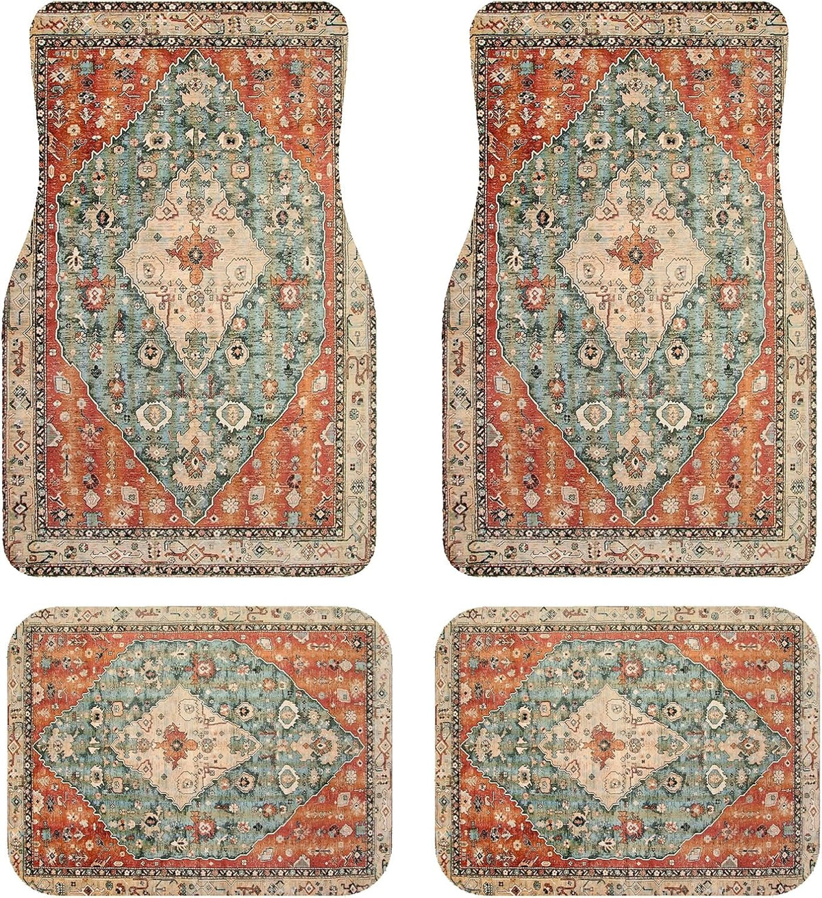 Premium Linen Modern Car Floor Mats Full Set |Mist Blue Abstract Distressed Car Decor for Women,Men | Waterproof All-Weather Universal Fit for SUV, Sedan | Luxury Car Accessories, Non-Slip