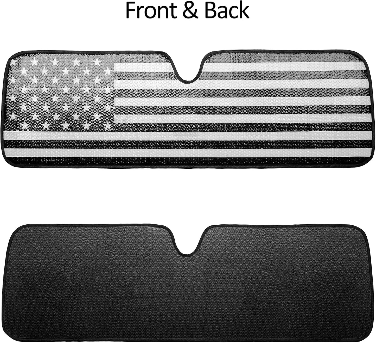 Litivy Windshield Sun Shade Compatible with Jeep Wrangler JK JKU JL JLU 1997-2023 & Jeep Gladiator JT 2020-2023 16.5"x52.5" Folding Front Window Sun Shade for Car Accessories (American Flag)