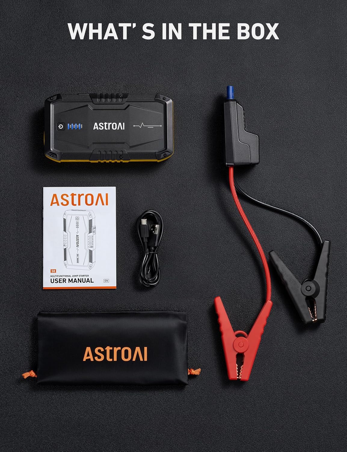 AstroAI S8 Car Battery Jump Starter 1500A – Portable 12V Lithium Jump Box
