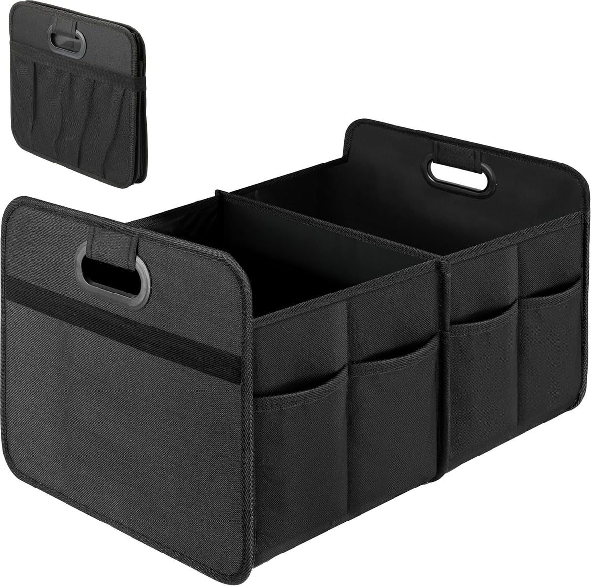 Simple Deluxe Trunk Organizer for Car/SUV/Truck, Collapsible 2 Compartment 50L Automotive Storage Box with 5 Pocket, 600D Waterproof Oxford Polyester, Anti-slip & Leak-proof, Red New