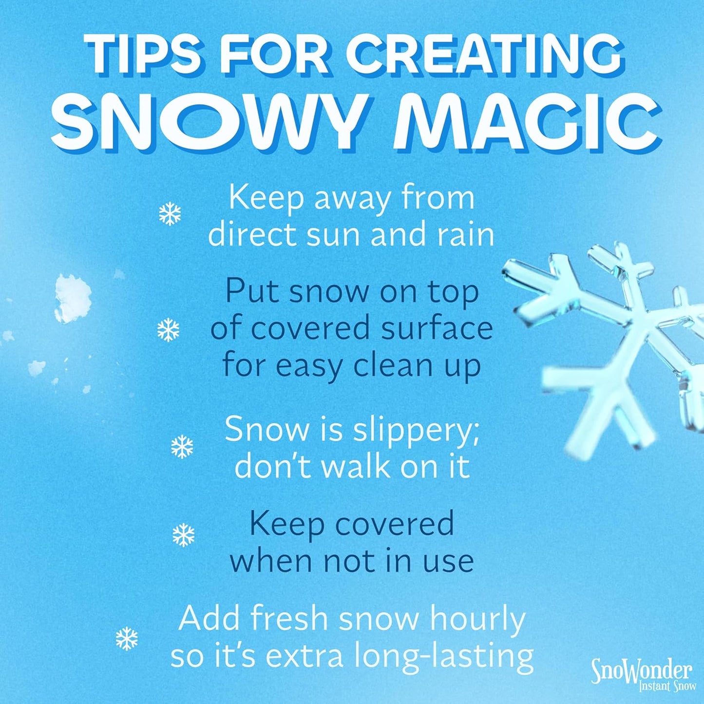 SNOWONDER Instant Snow Fake Artificial Snow, Also Great for Making Cloud Slime - Mix Makes 4 Gallons of Fake Snow