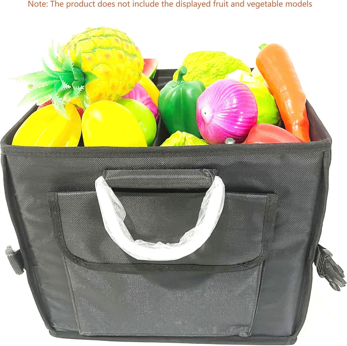 Small Trunk Organizer With Lid, For SUV Car Truck, Black 28L, Foldable Waterproof Oxford Fabric, 2-Compartments With Aluminium Alloy Handle
