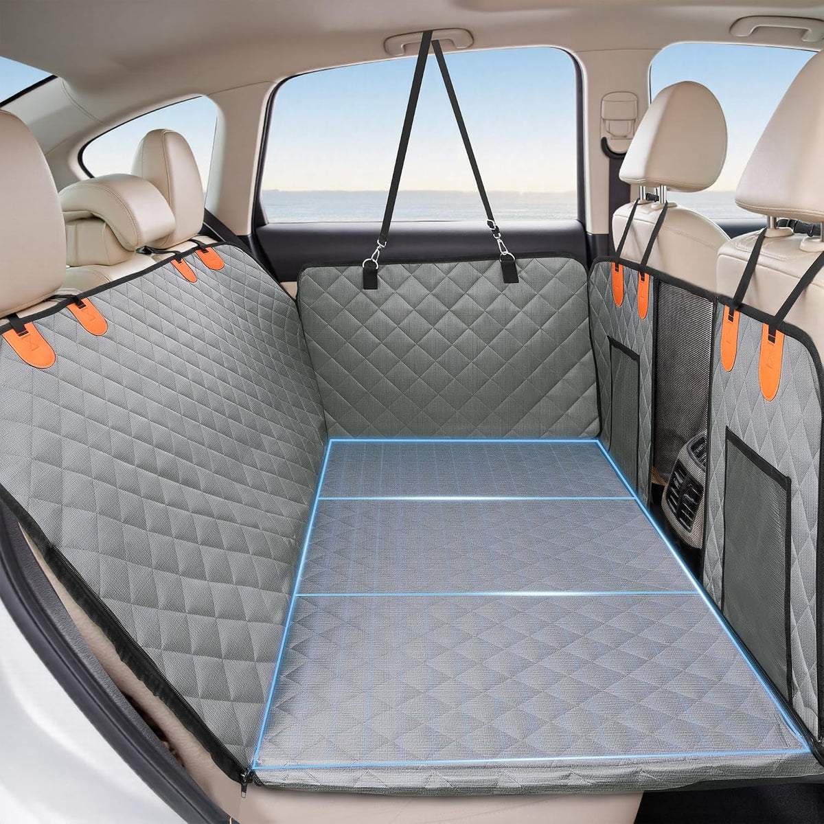 Dog Seat Cover 400LBS Hard Bottom Back Seat Extender for Large Dogs